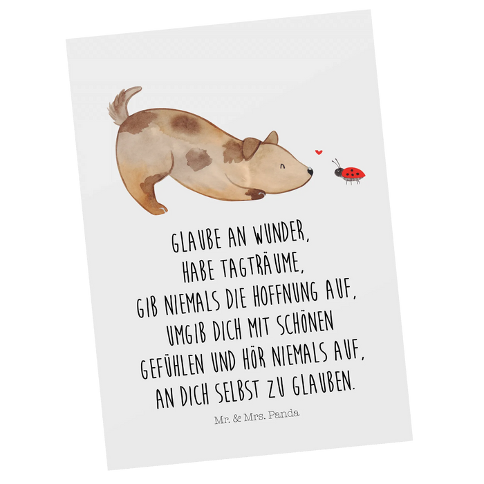 Postkarte Hund Marienkäfer