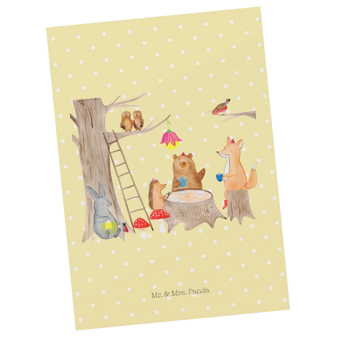 Postkarte Waldtiere Picknick