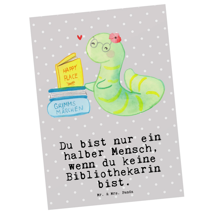 Postkarte Bibliothekarin Herz