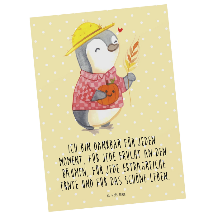 Postkarte Erntedankfest Pinguin