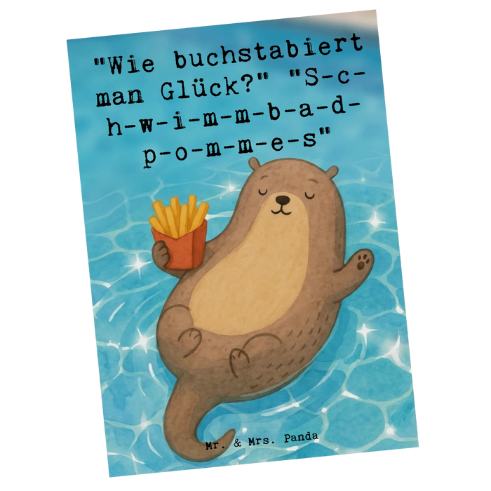 Postkarte Otter Schwimmbad Pommes Design