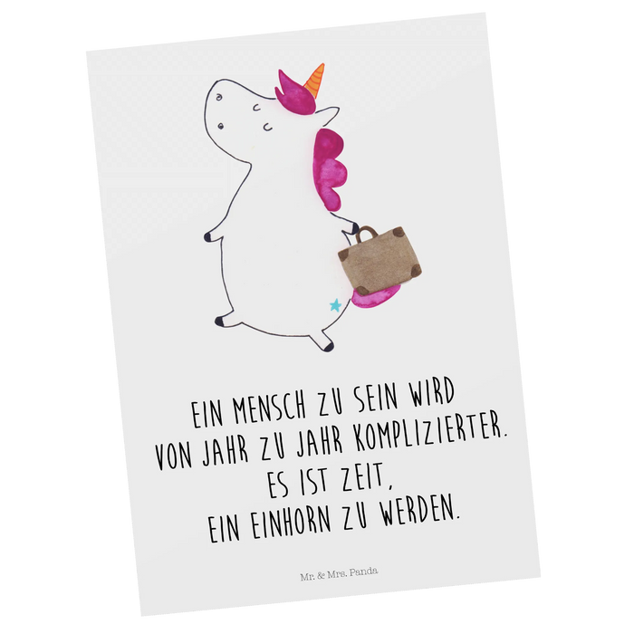 Postkarte Einhorn Koffer