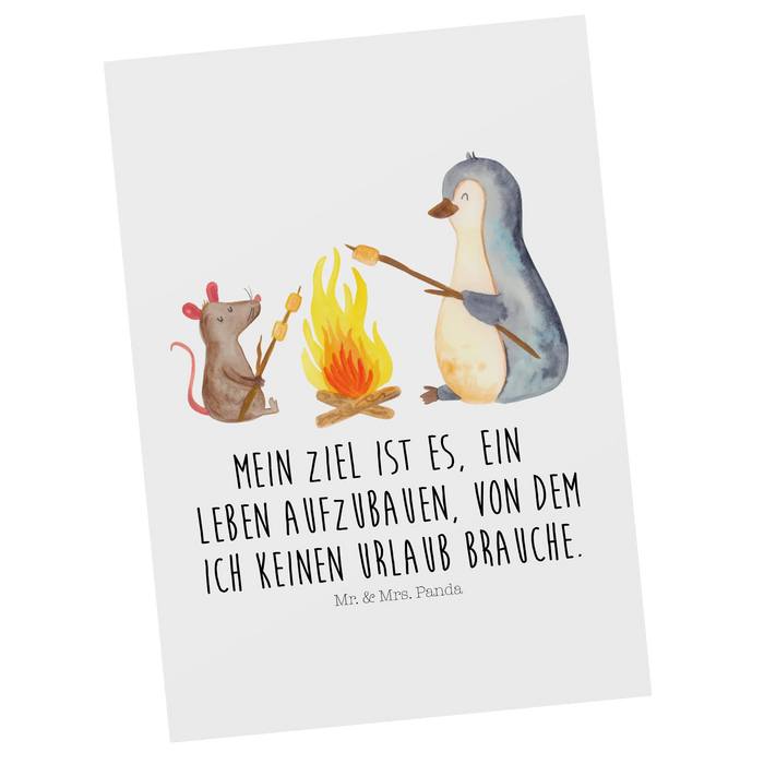 Postcard Penguin campfire