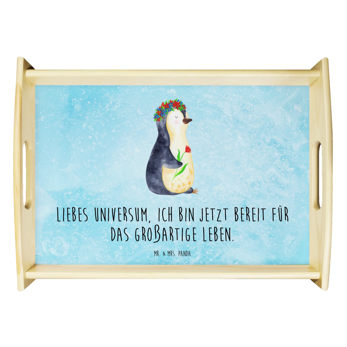 Serviertablett Pinguin Blumen