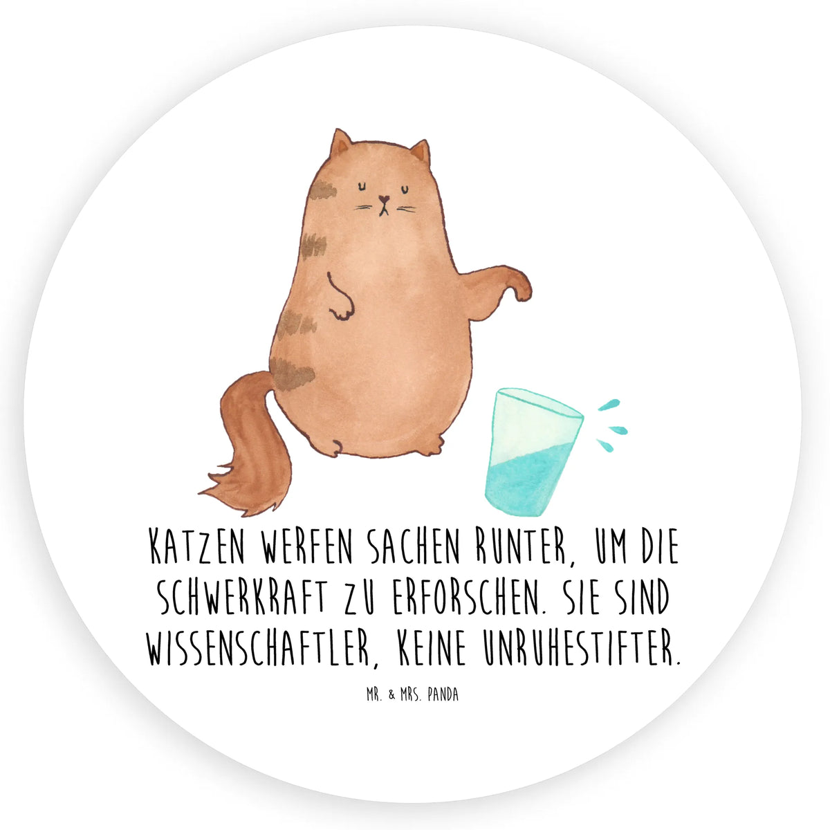Rund Aufkleber Katze Wasserglas