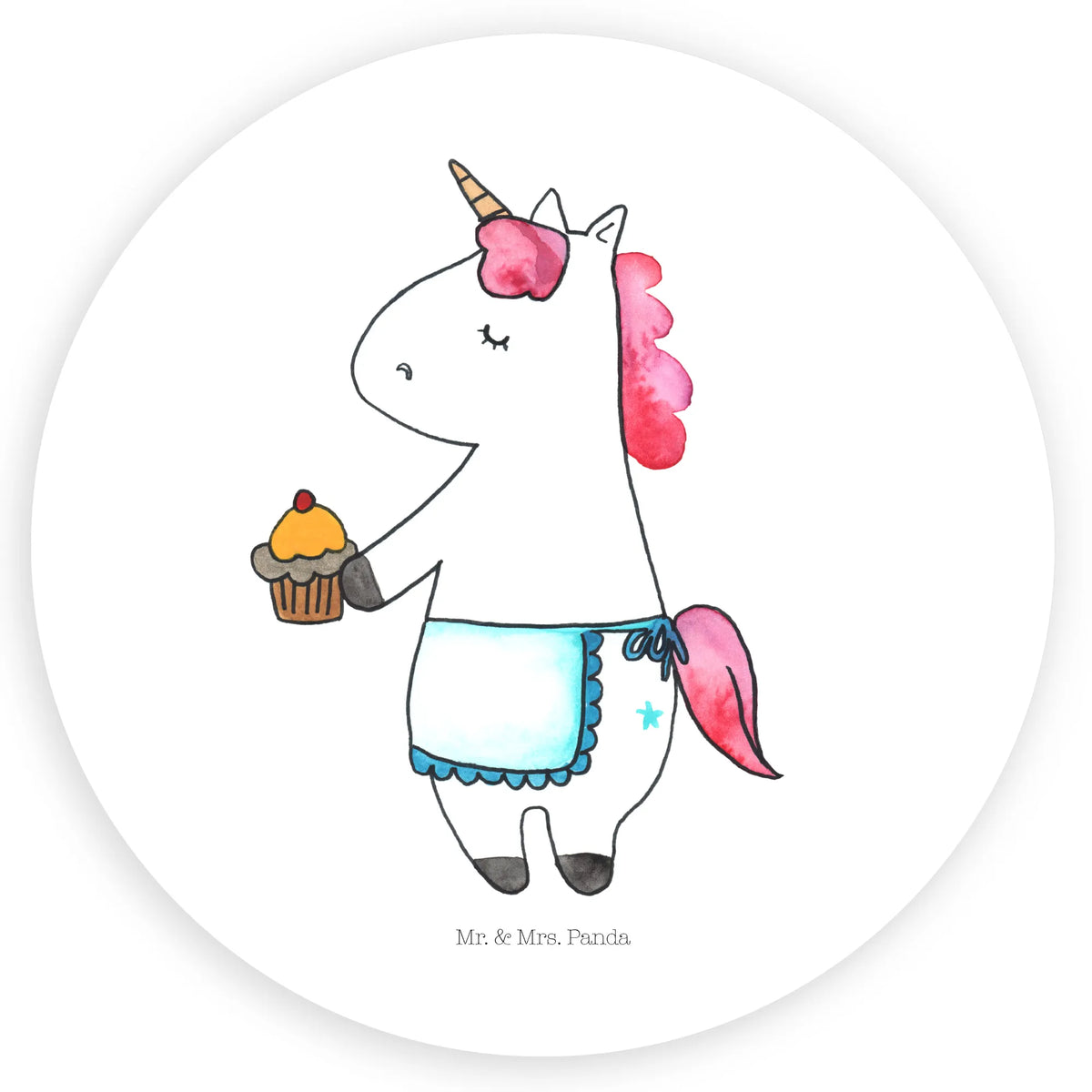 Rund Aufkleber Einhorn Muffin