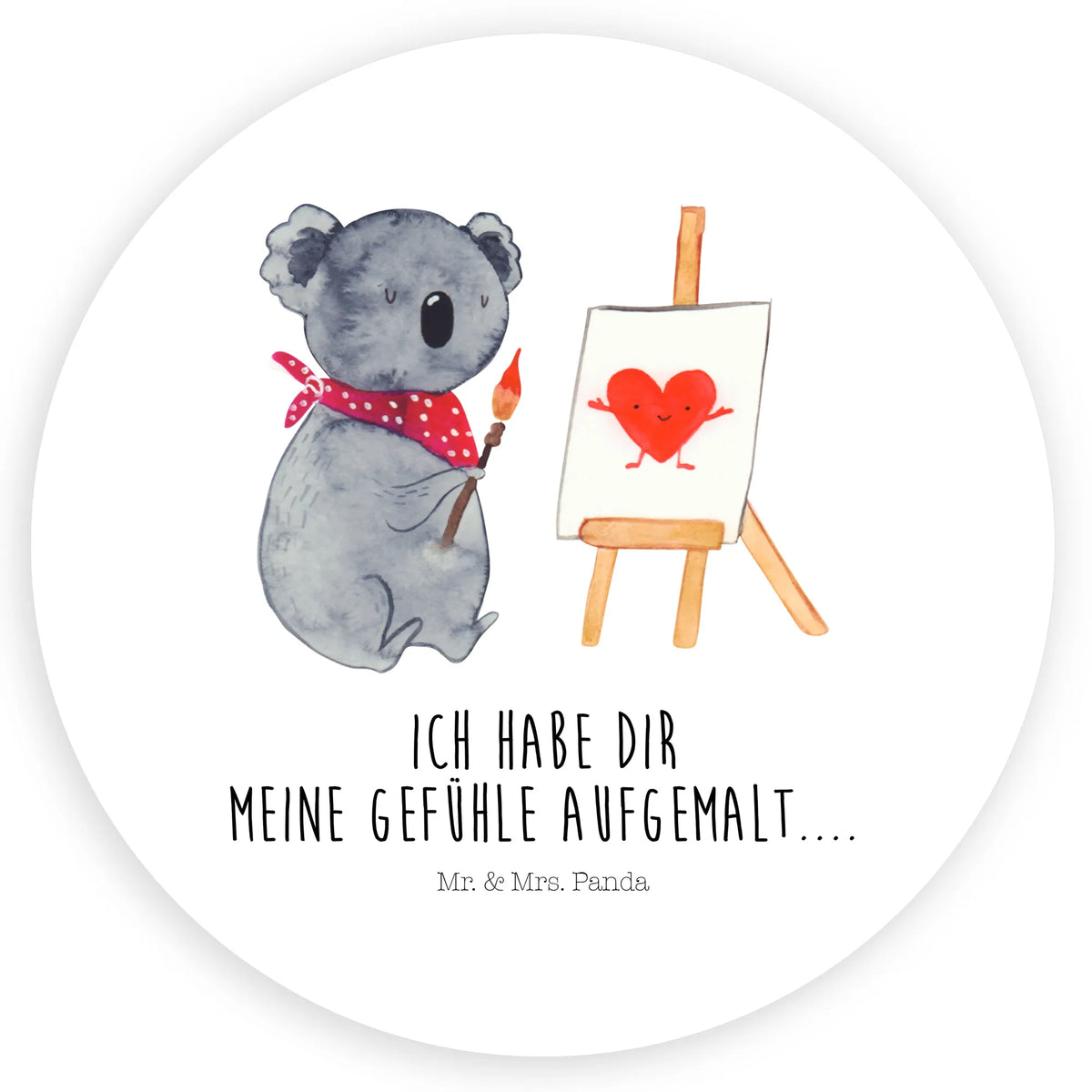 80mm okrągła naklejka koala artysta