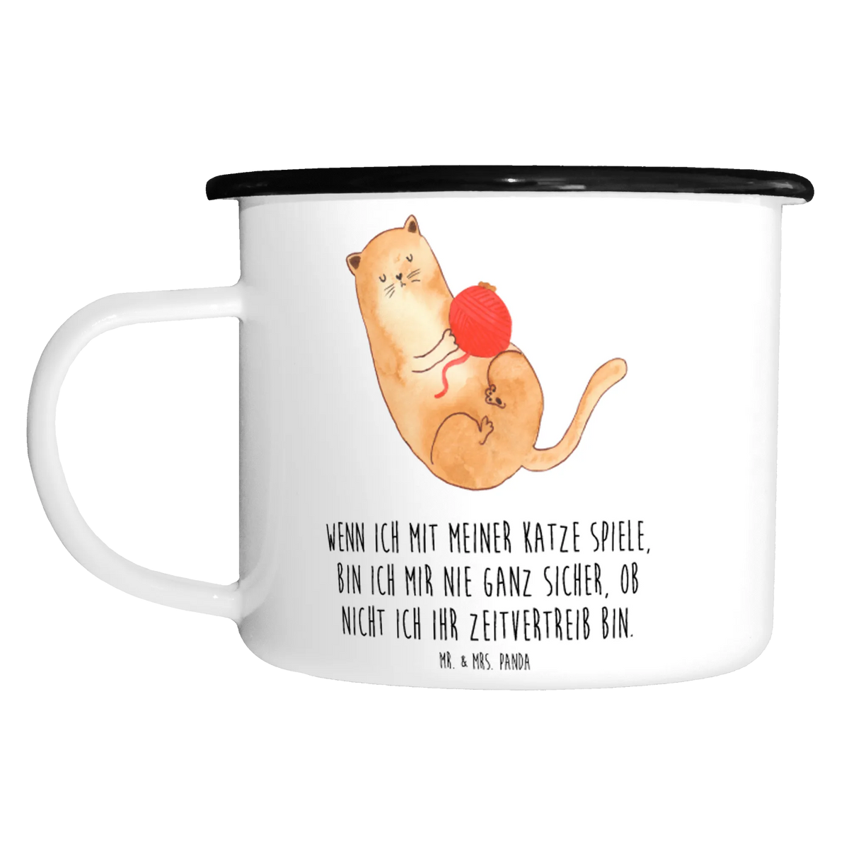 XL Emaille Tasse Katze Spielzeit