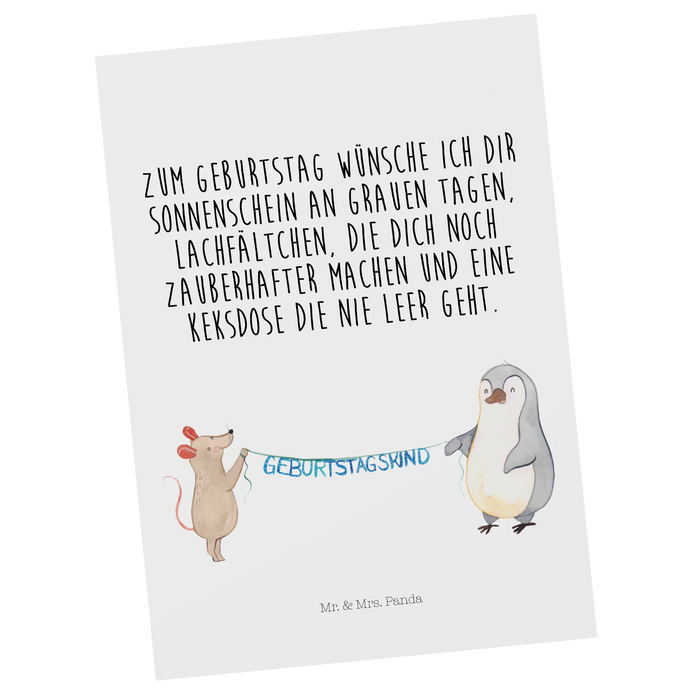 Postkarte Maus Pinguin Geburtstag