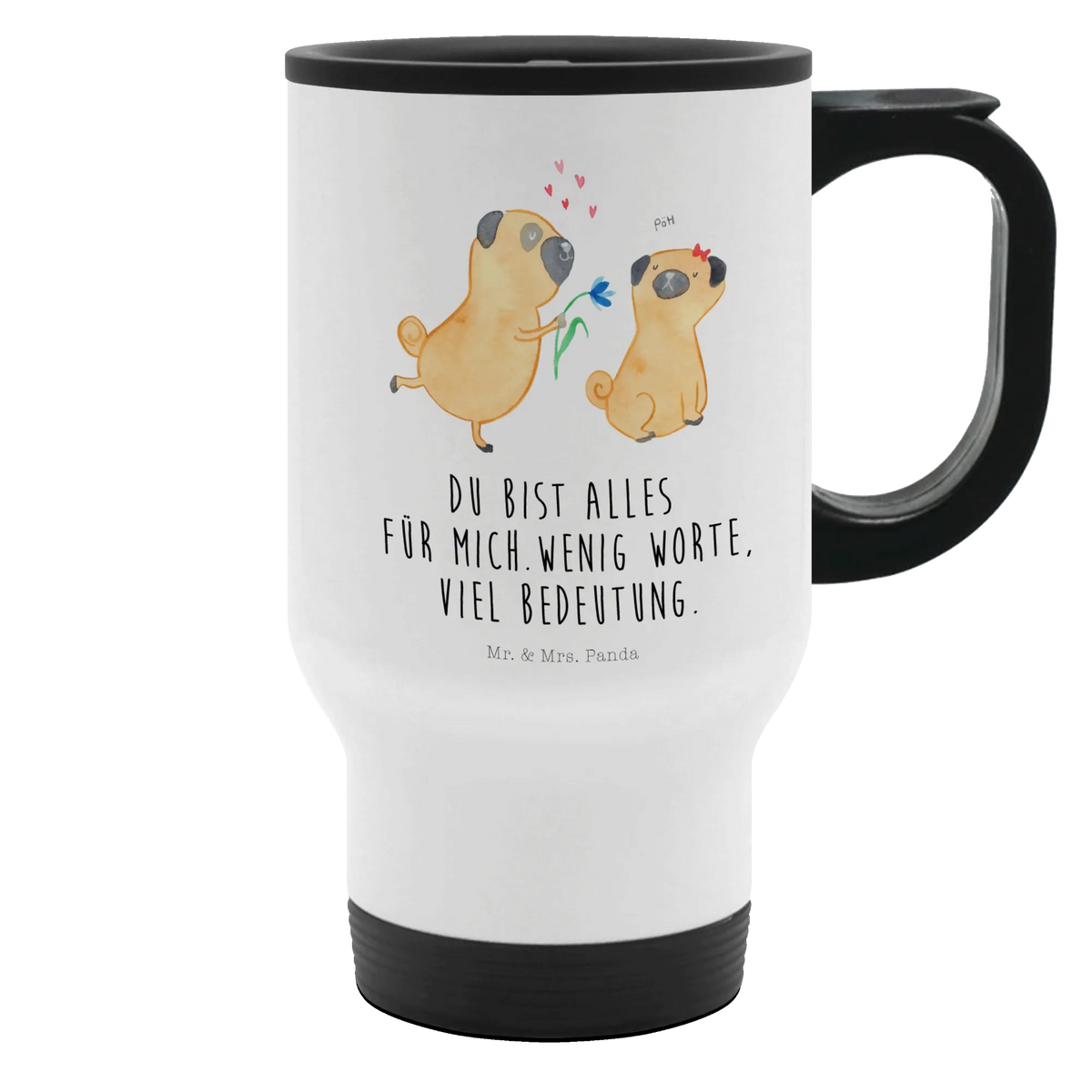 Insulated mug pug In love dog breed, mutt, hound, woof, dog mama, love dogs, love for dogs, dog decorative items, bag with dog print, funny gifts for dog owners, what do you give a dog lover, Christmas gifts for dogs, gifts for dogs, dog sayings, gift friend, in love, boob, dog love, love saying. Engaged, Pug