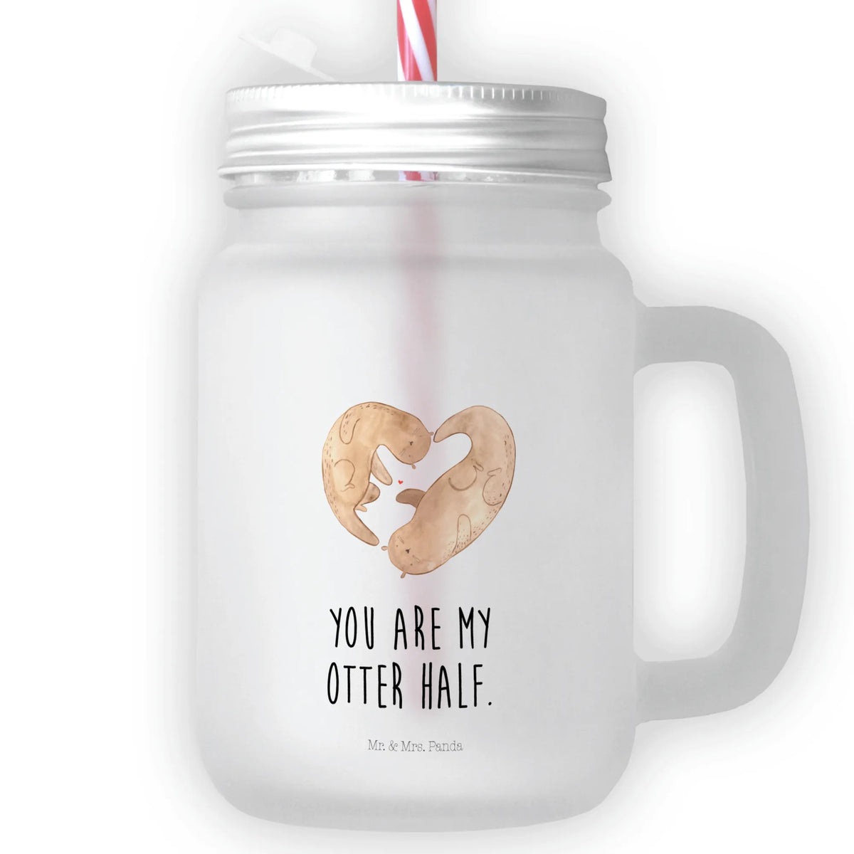 Szklanka Mason Jar wydra serce Kuna, wydra, morska wydra