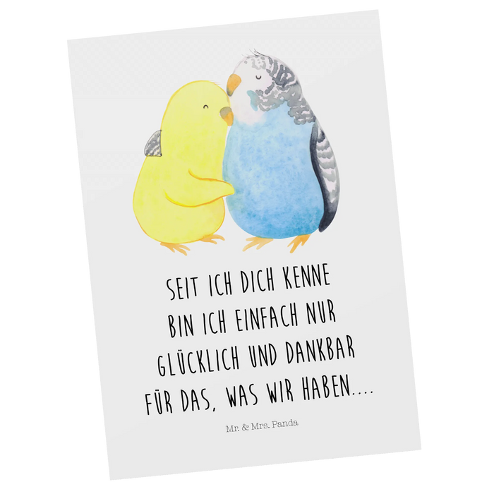 Postkarte Wellensittich Liebe