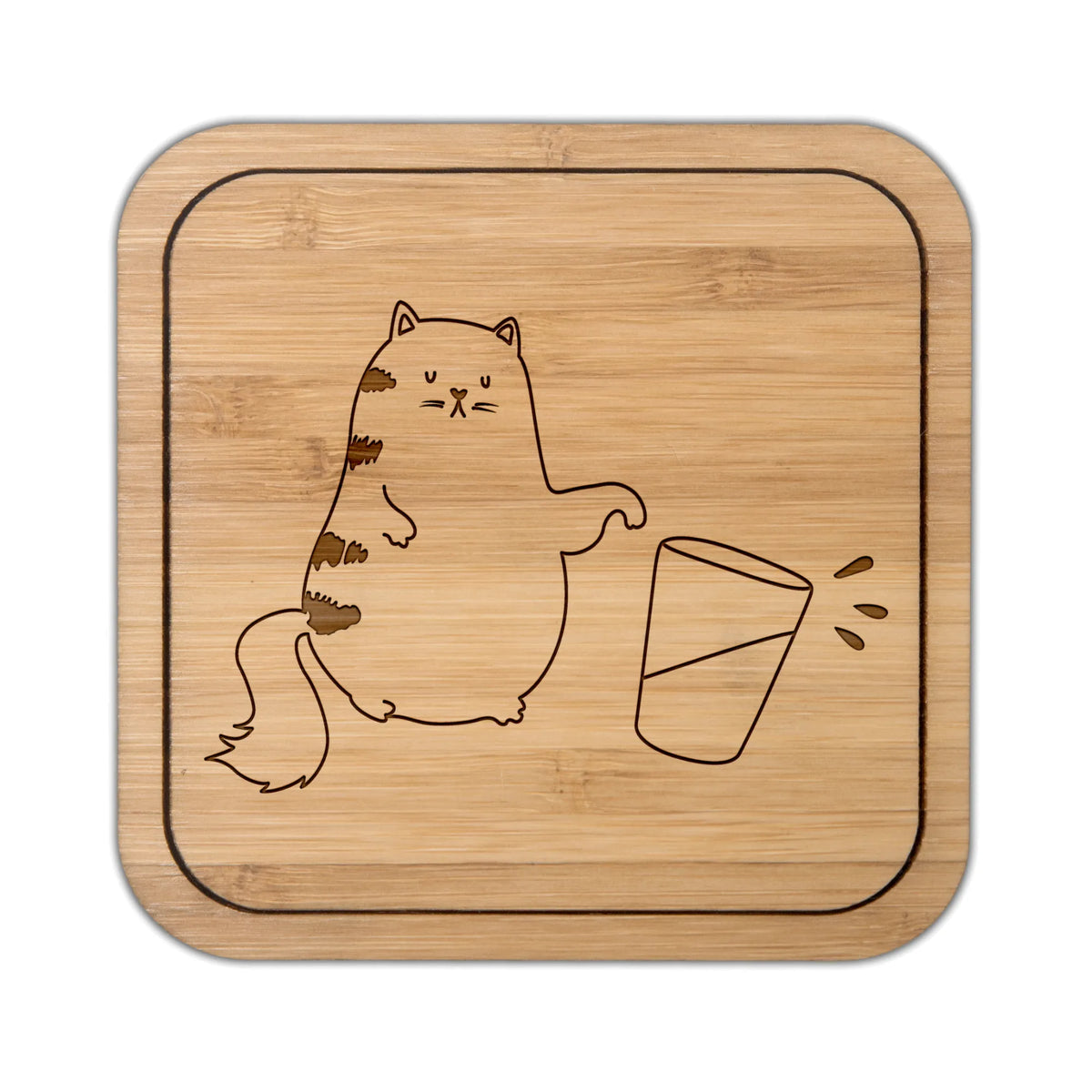 Square coaster Cat water glass
