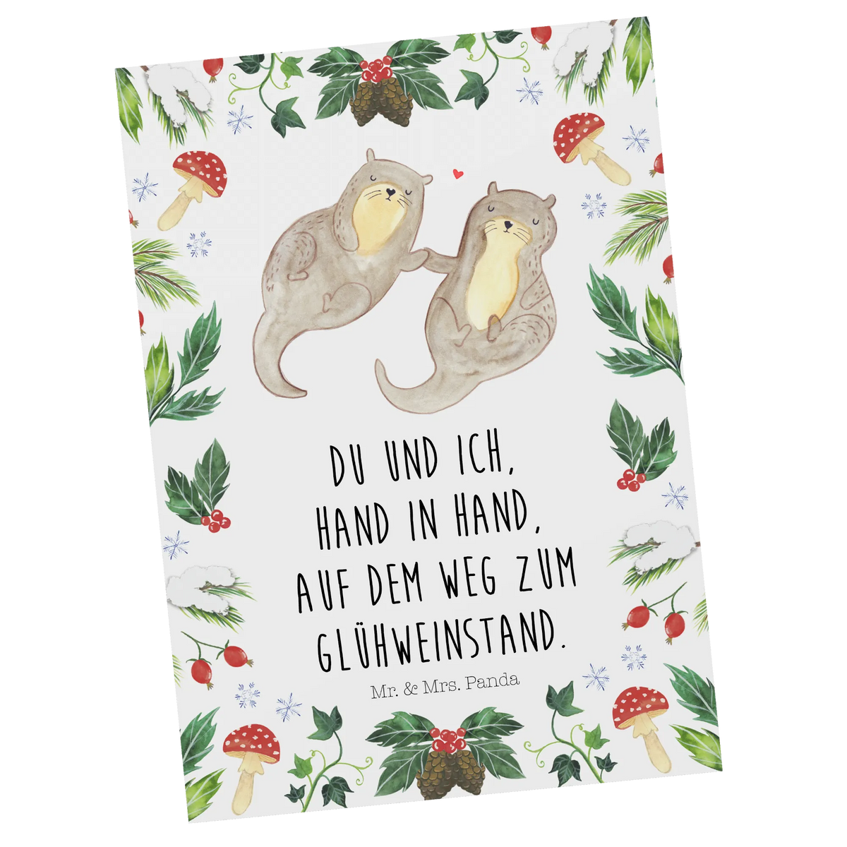 Postcard otter mulled wine stand invitation card, card, Postcard, postcards, letter, paper, gift card, invitation, gift, Winter, Christmas, Christmas time, snow