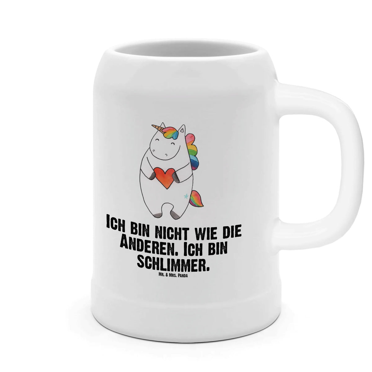 Bierkrug Einhorn Herz Seidel, Tonkrug, Steingutkrug, Keramikkrug, Bier Humpen, Bierbecher, Mr. & Mrs. Panda Bierkrug, Trinkkrug, Steinzeugkrug, Bier Seidel, Krug, Steinbierkrug, Steinkrug, Humpen, Bierhumpen, Unicorn, Einhorn, Einhörner, Einhorn Deko, Freundin, Schlimm, Bunt, Lustig, Herz, böse, Witzig, Anders
