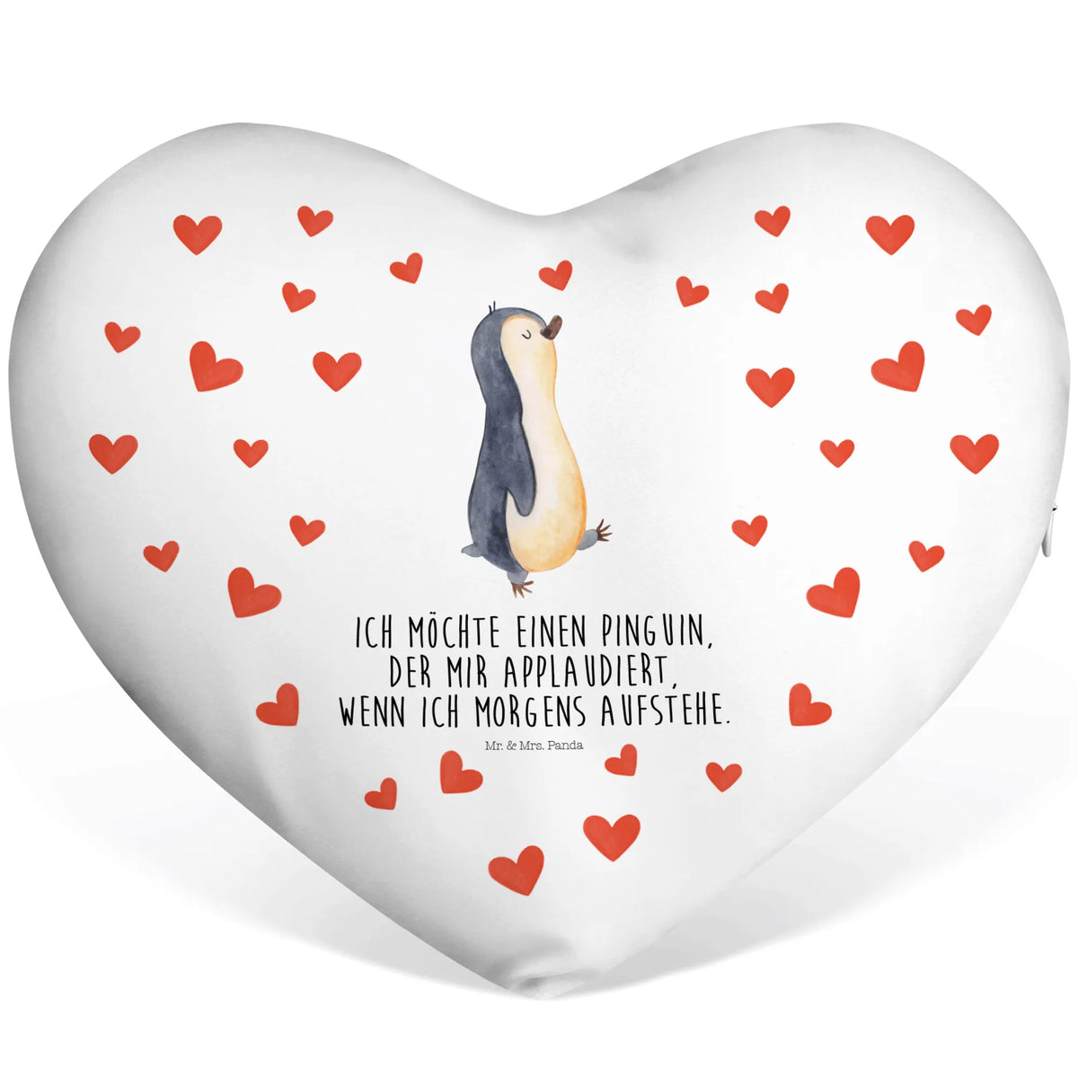 Heart cushion Penguin march North Pole, Penguins, early riser, penguins, late riser