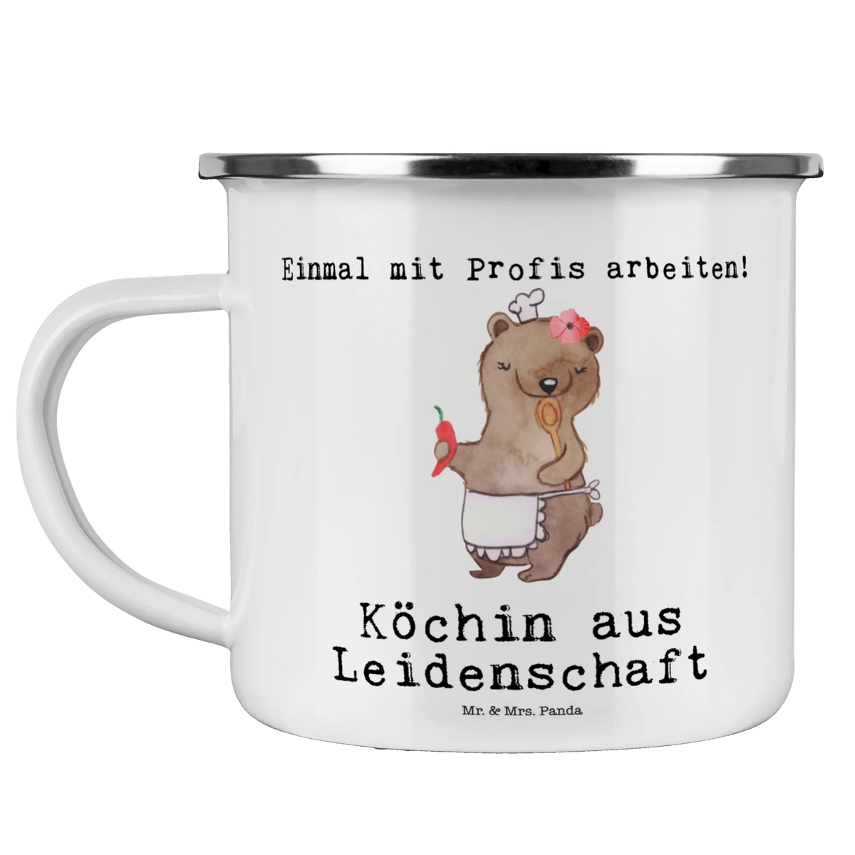 Kempingowy kubek emaliowany Kucharka Pasja Zawód, Wykształcenie, Jubileusz, Pożegnanie, Emerytura, Kolega, Koleżanka, Prezent, Dawać, Pracownik, Współpracownik, Firma, Dziękuję, Dziękuję bardzo