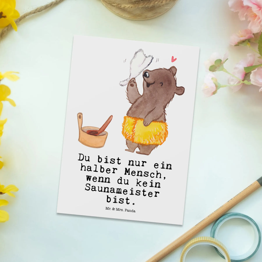 Postkarte Saunameister Herz