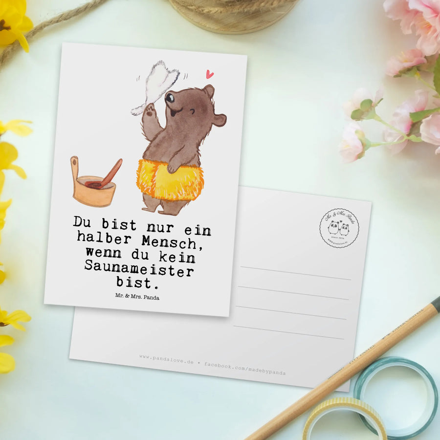 Postkarte Saunameister Herz