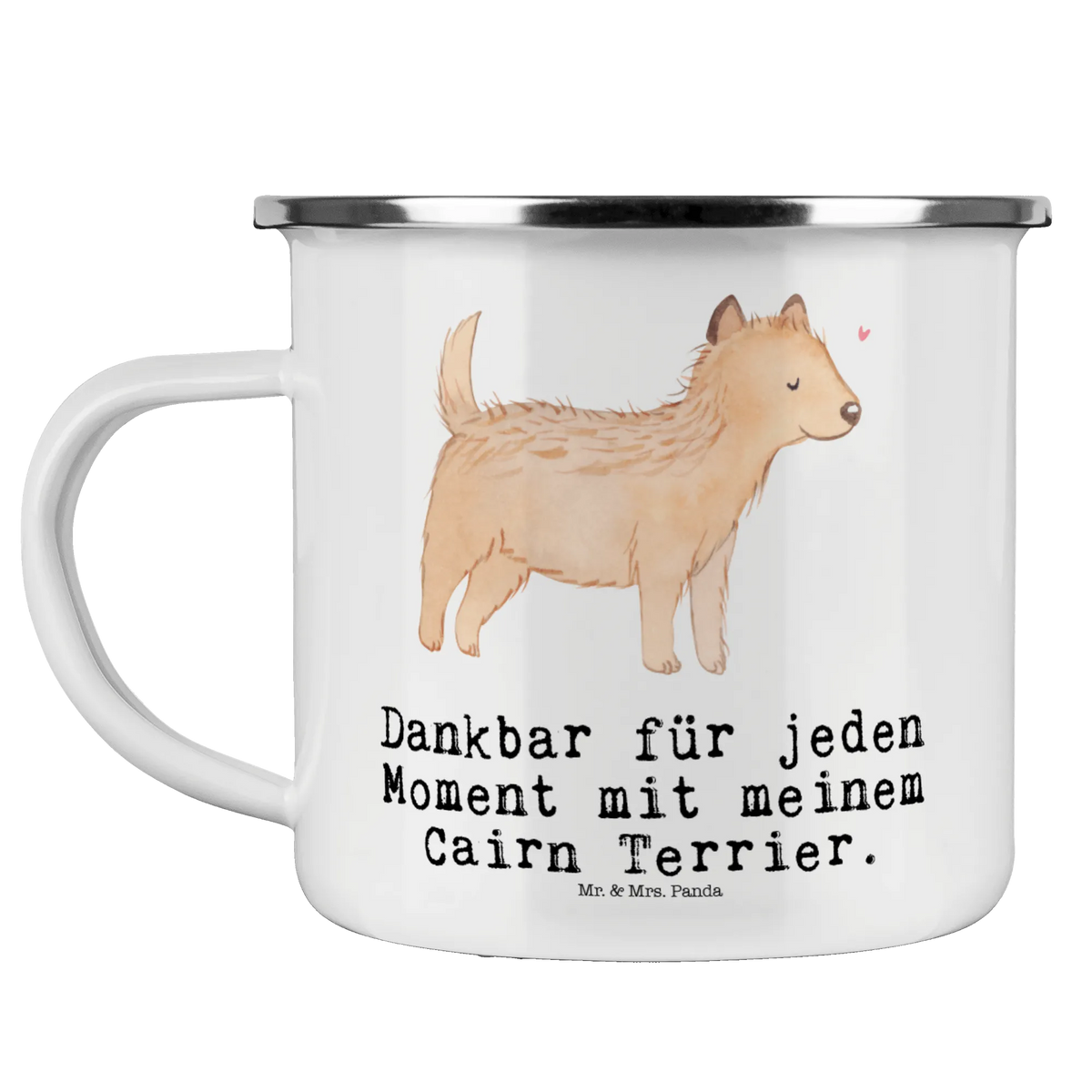 Kempingowy kubek emaliowany terrier cairnski Chwila dawanie, prezent, Pies, rasa psa, pies rasowy, właściciel psa, miłośnik zwierząt, szczeniak