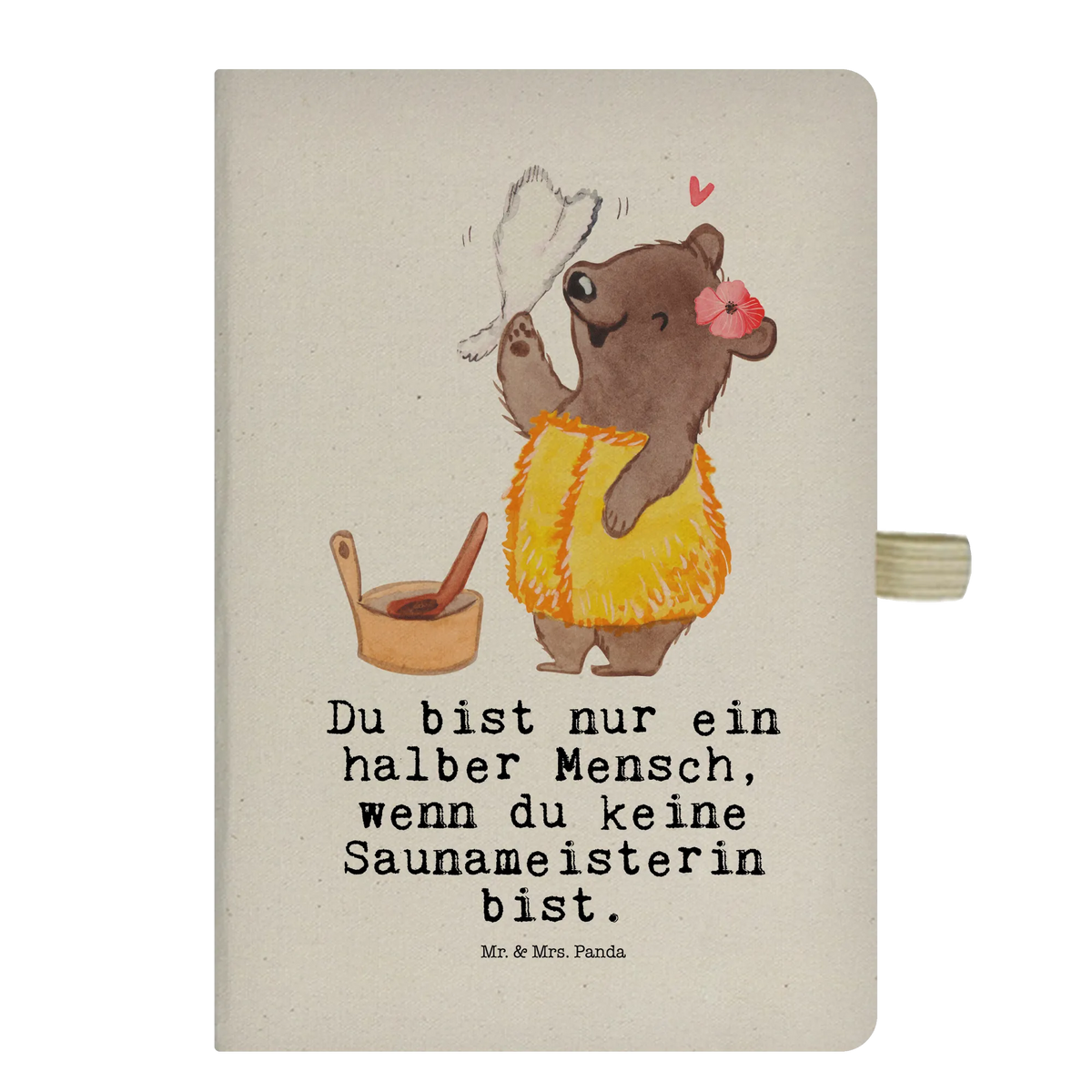 Bawełniany notes DIN A5 Mistrzyni sauny Serce Zawód, Wykształcenie, Prezent, Jubileusz, Pożegnanie, Emerytura, Kolega, Dziękuję, Koleżanka, Dawać, Pracownik, Współpracownik, Dziękuję bardzo