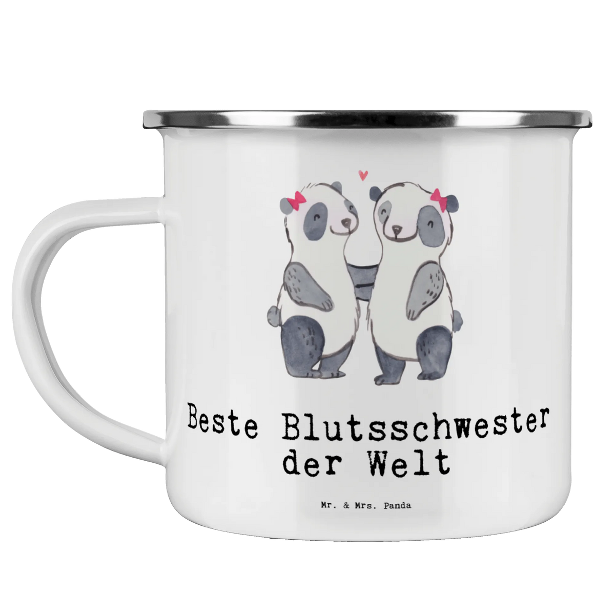 Camping Emaille Tasse Panda Beste Blutsschwester der Welt blechbecher, wanderbecher, wandertasse, Reisebecher, Pott, Campingbecher, Tasse Emaille, Motivtasse, becher emaille, metallbecher, Emaille Tasse, outdoortasse, Haferl, Outdoor Tasse, Blechtasse, Teetasse, Teebecher, Emaille Becher, Outdoor Becher, Campingtasse, Emailletasse, emaillebecher, reisetasse, Kaffeepott, Schenken, Freude machen, Geschenktipp, für, Danke, Dankeschön, Geburtstag, Geschenk, Geburtstagsgeschenk, Mitbringsel, Bedanken, Geschenkidee, Beste, Geschwister, Schwester, Familie, Schwestern, Schwesterherz, Sister, Bae, Blutsgeschwister, Blutsschwester, Tochter, Kleinigkeit, Freundin, Liebe