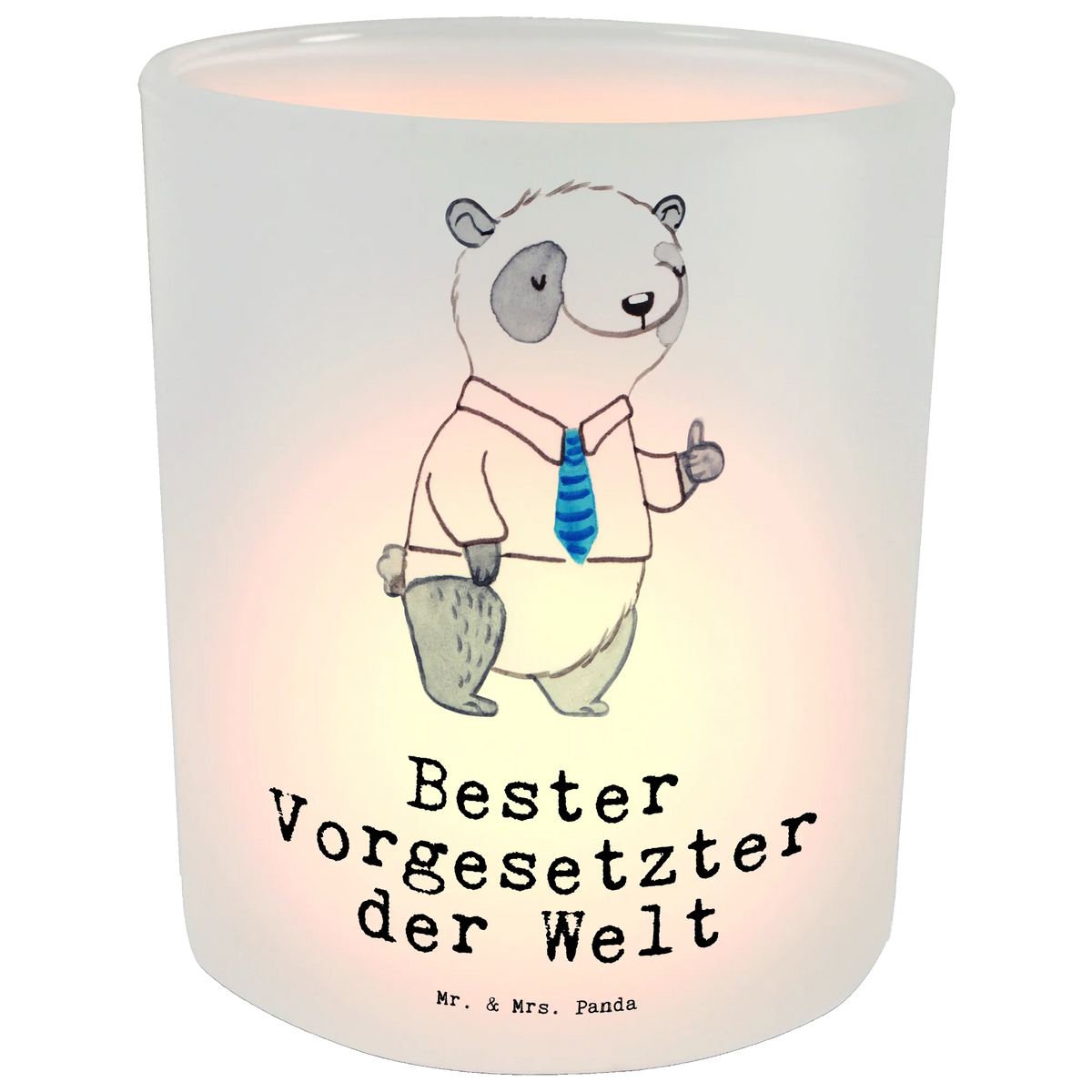 Lantern panda Best boss in the world glass tealight, Wind light, tealight holder, for, thank you, gift, giving, birthday, birthday present, gift idea, souvenir, make you happy, gift tip, Employer, Boss, Colleague, Supervisor, Work, Leader, Head of Department, Present, Farewell Gift, Executive