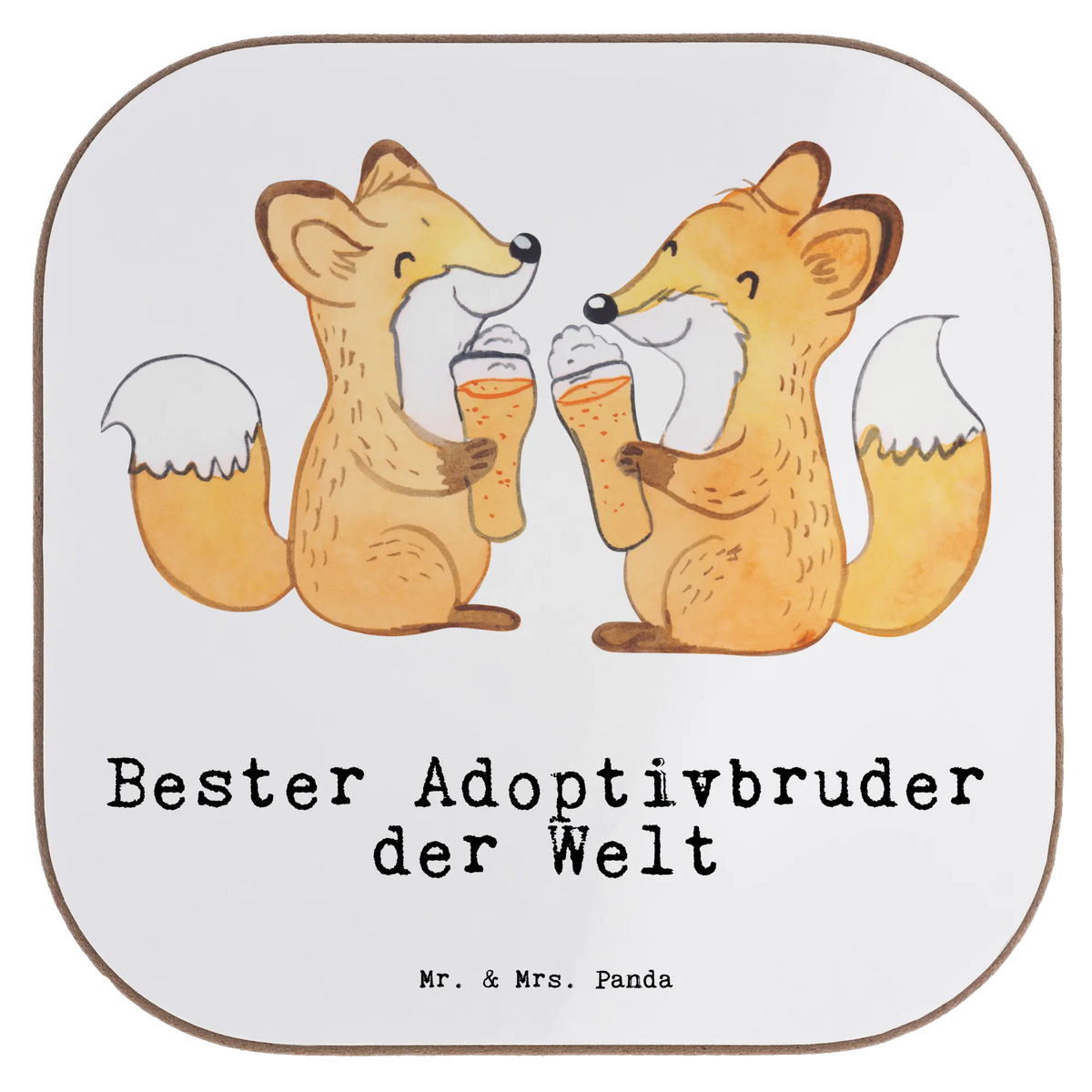 Square coaster Fox Best adoptive brother in the world gift, birthday, gift idea, birthday present, giving, thank you, for, make you happy, gift tip, trifle, son, sibling, adopted, Adoptive brother, best, brother heart