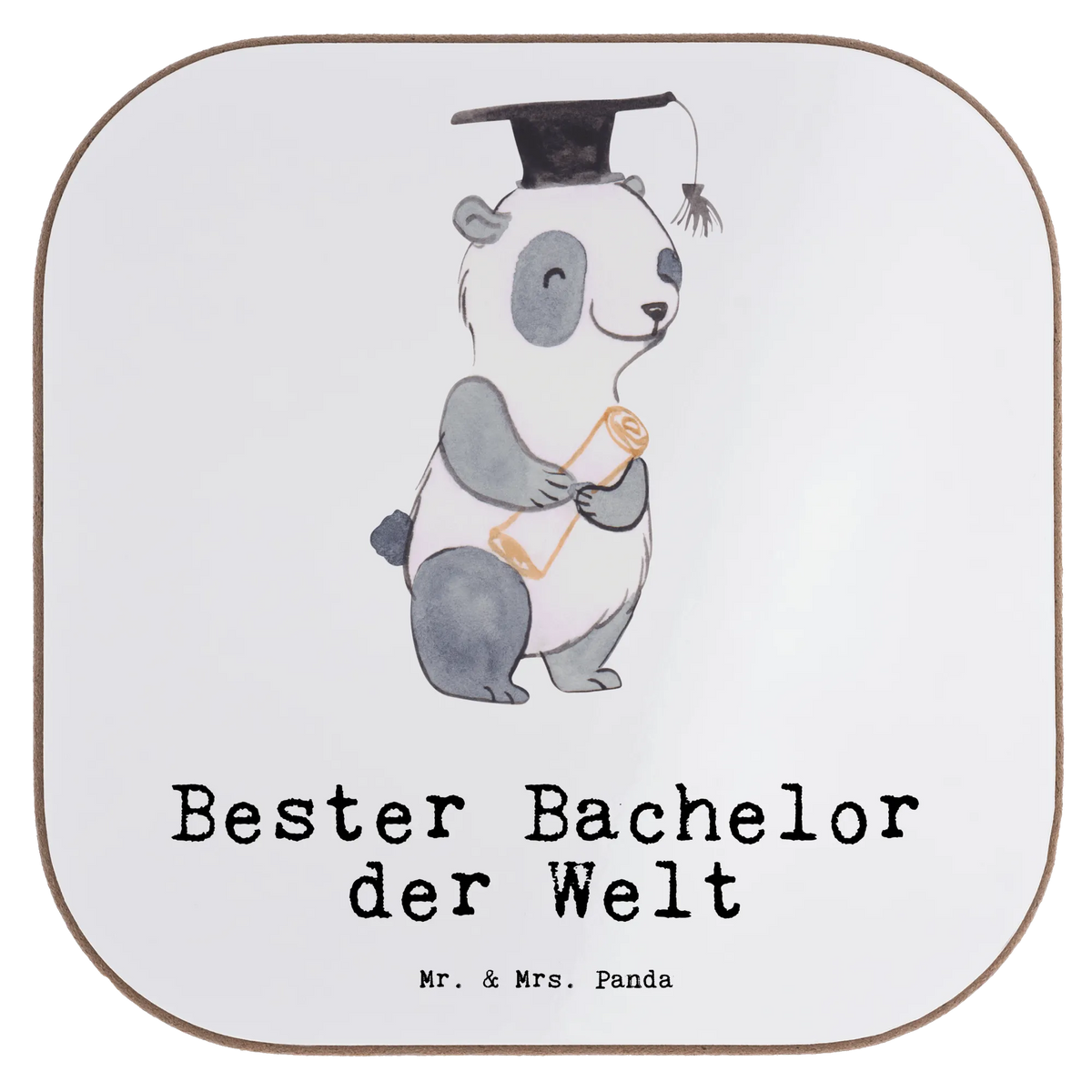 Square coaster panda Best bachelor in the world presents, gifts, breakfast, Coasters, glass coasters, gift, party, for, thank you, giving, birthday, birthday present, gift idea, souvenir, make you happy, gift tip, fun, student, alumni, model student, students, college, graduation, son, humorous, bachelor, study, university, funny