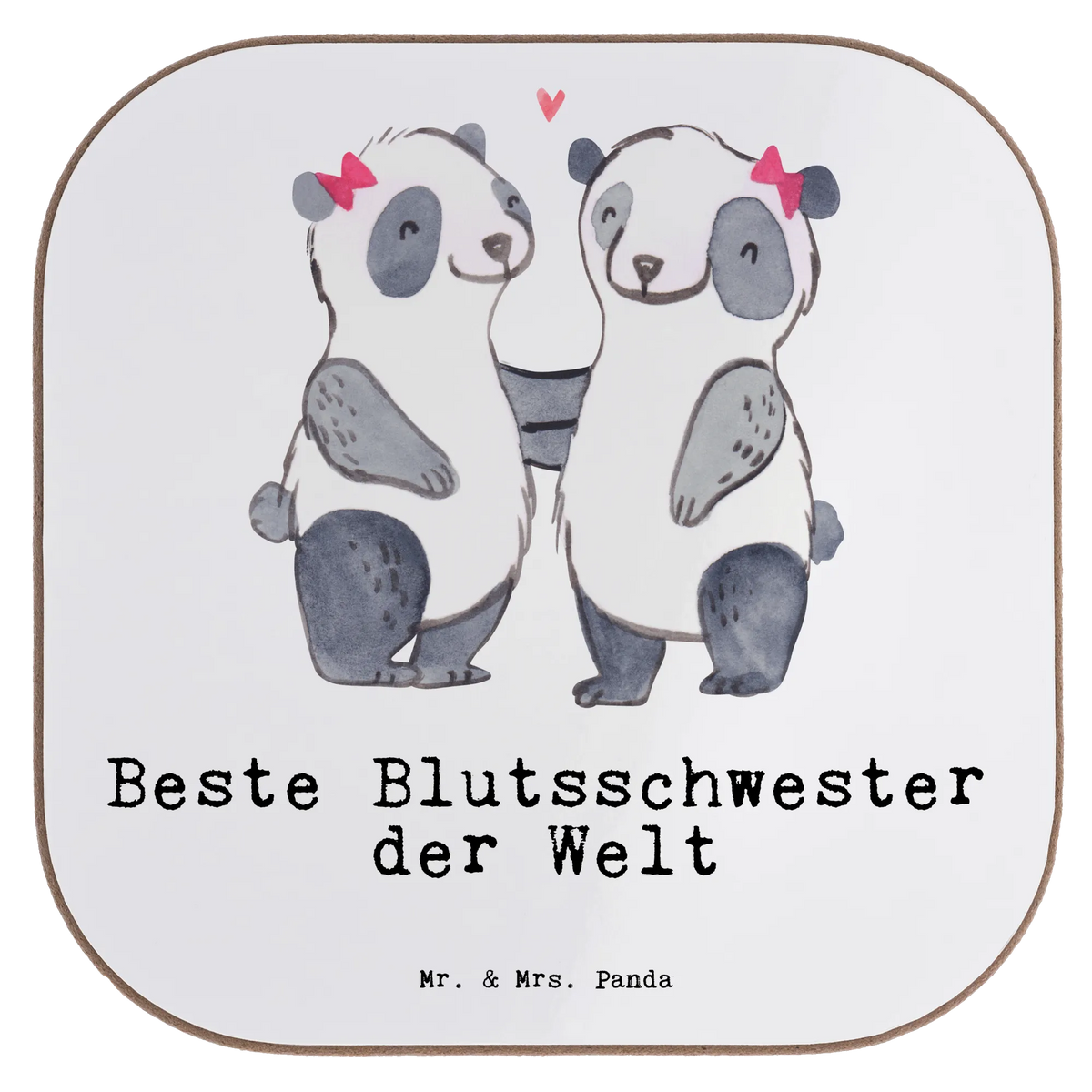 Square coaster panda Best blood sister in the world gift, birthday, gift idea, birthday present, giving, thank you, for, make you happy, gift tip, Trifle, Blood Sister, Gift, Siblings, Blood Siblings, Sisters, Best, Friend, Daughter