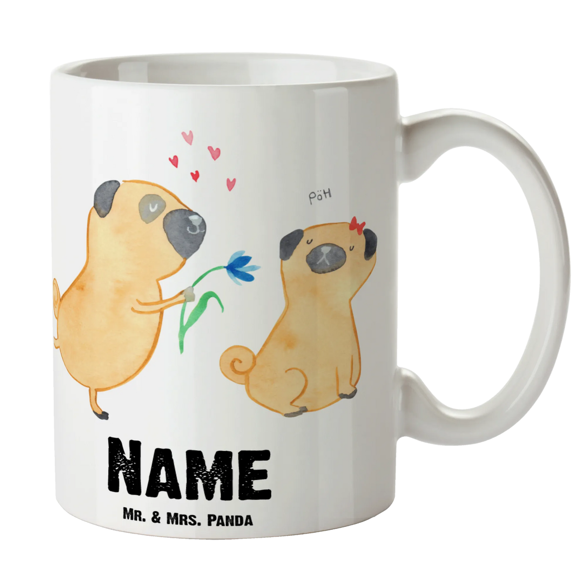 Personalised cup pug In love dog, mutt, hound, woof, dog mama, dog breed, love dogs, love for dogs, dog decorative items, bag with dog print, funny gifts for dog owners, what do you give a dog lover, Christmas gifts for dogs, gifts for dogs, dog sayings, in love, boob, dog love, love, love saying. Engaged, Pug, gift friend, partner
