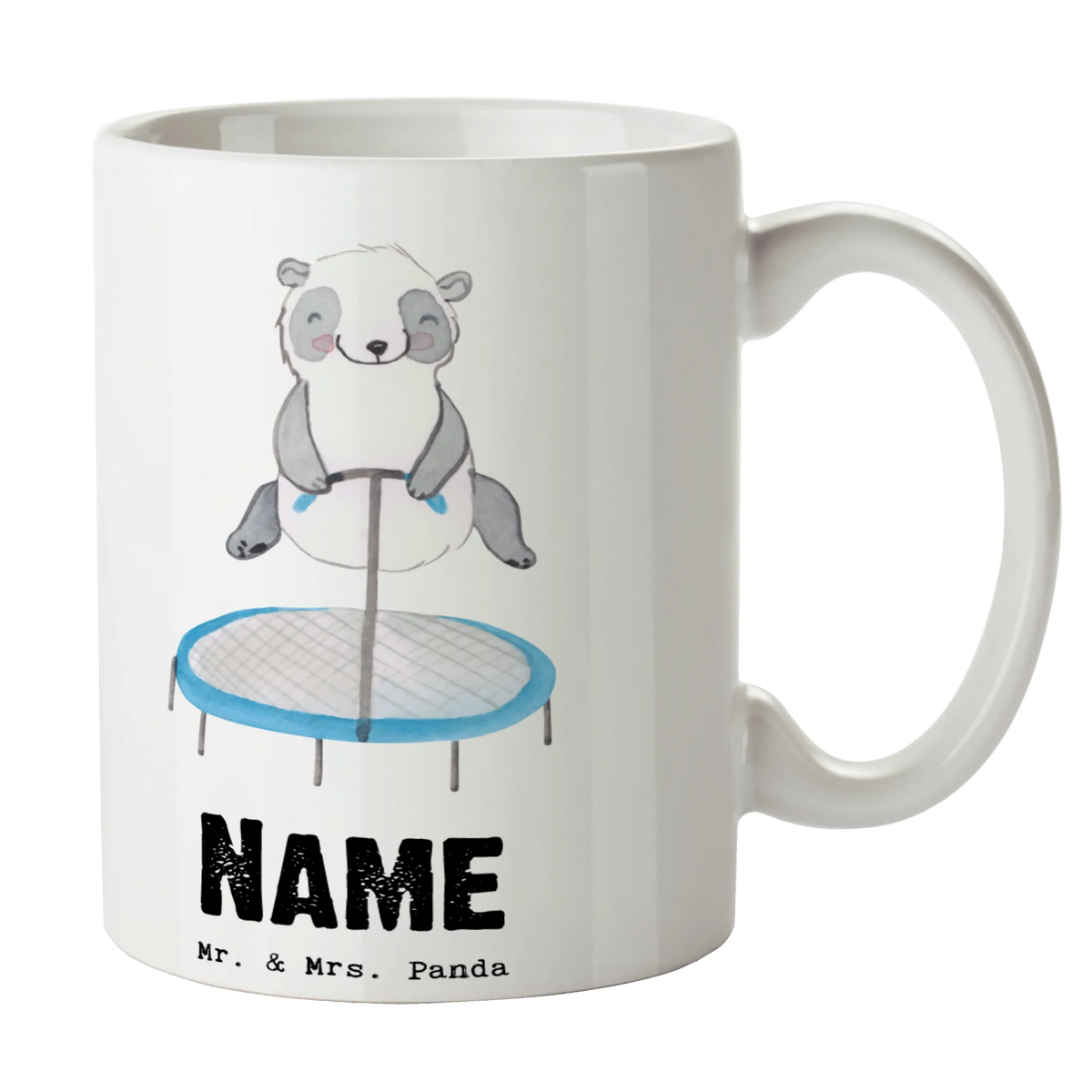 Personalised cup panda trampoline jumping Gift, giving, thank you, award, profit, athlete, trampoline jumping, trampoline gymnastics