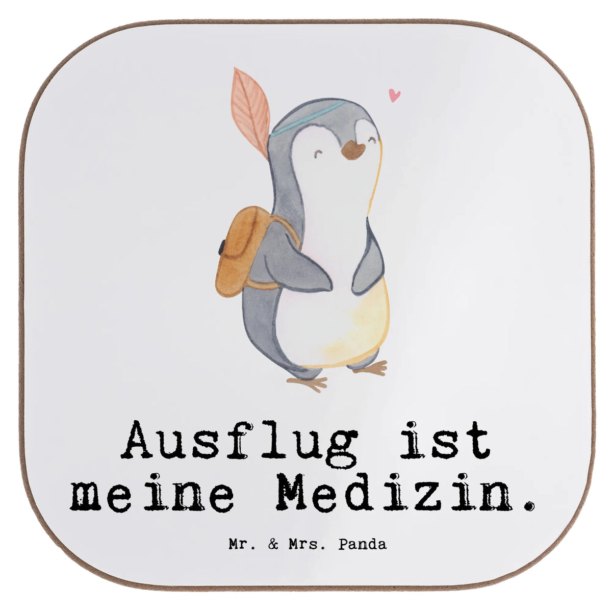 Square coaster penguin Side trip Gift, giving, thank you, award, profit, athlete, destinations, travel, Make trips, trip