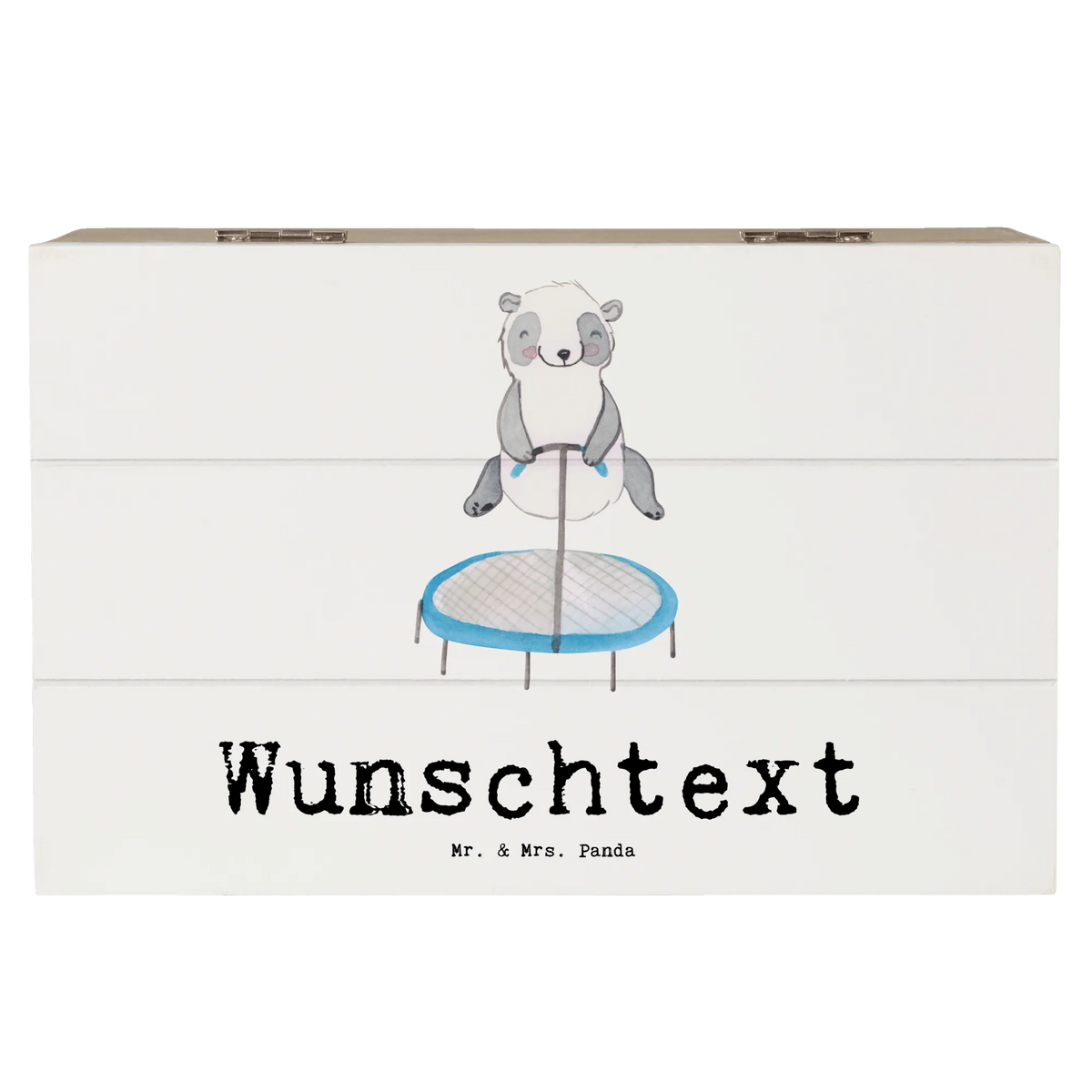 Personalised wooden chest panda trampoline jumping profit, Gift, giving, thank you, award, athlete, trampoline jumping, trampoline gymnastics