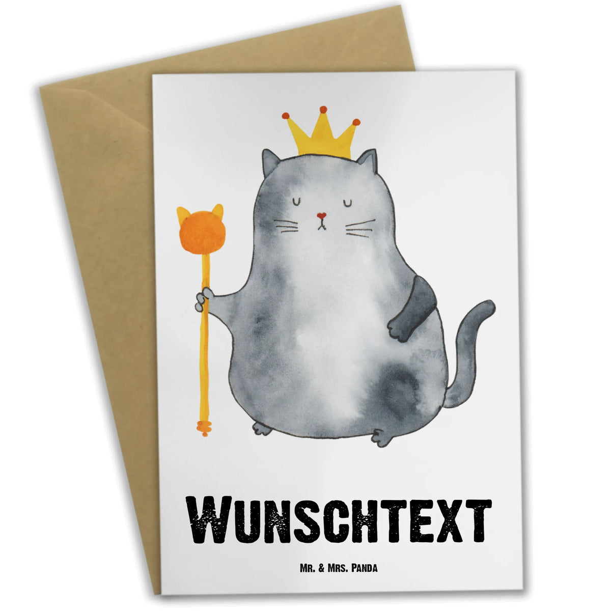 Personalised greetings card Cat king cat, tomcat, kitty, meow, kitten, housecat, mama cat, love cats, cat image, cat fan, cat lover, cat fancier, cat decoration, gift for cat lover, cat owner, funny cats, cat sayings, cat motto, funny cat gifts, fan merchandise, cat stuff, animal lover, queen, apartment, tenement, cats, moving in, pussy, first own apartment, family, king, move, pet