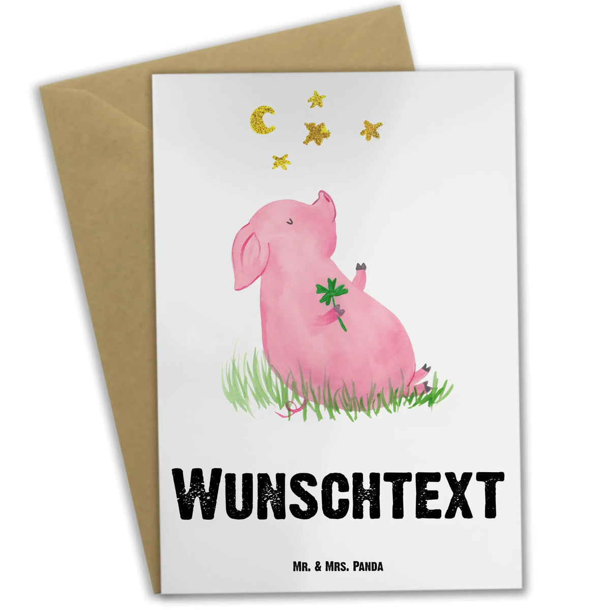 Personalised greetings card Pig Luck small animals, cute, funny, cute animal motives, hand drawn, small world, funny sayings, good mood, happy, gifts, gift ideas, special gifts, animal lover, card, asterisks, stars, piglet, goals, dreams, Lucky bastard. Luck, pig, motivation, lucky charm