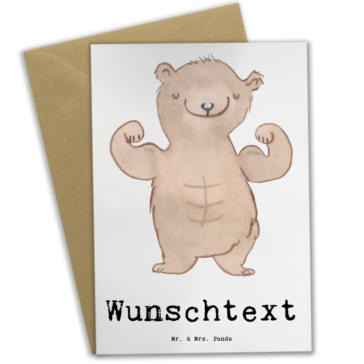 Personalised greetings card bear body building Gift, sport, hobby, giving, thank you, award, profit, athlete, Bodybuilding, body shaping, muscle mass, competitive sports, sports