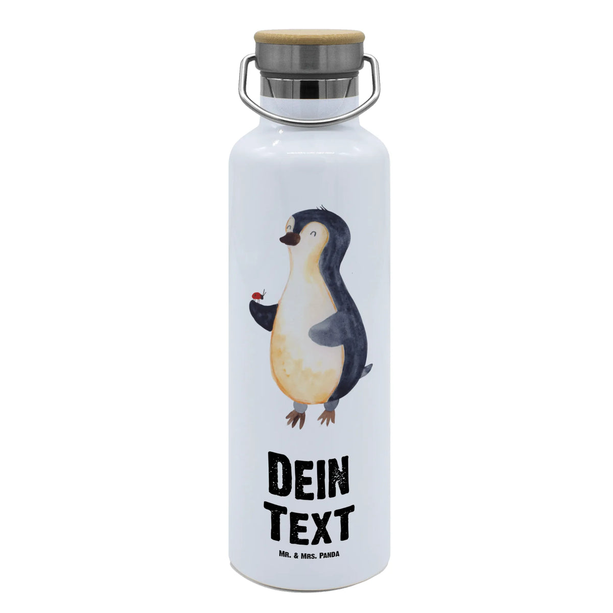 Personalised drinks bottle Penguin ladybug Penguin, North Pole, Winter, Penguins, joy of life, joy, happiness, ladybird, wonder, penguins, love