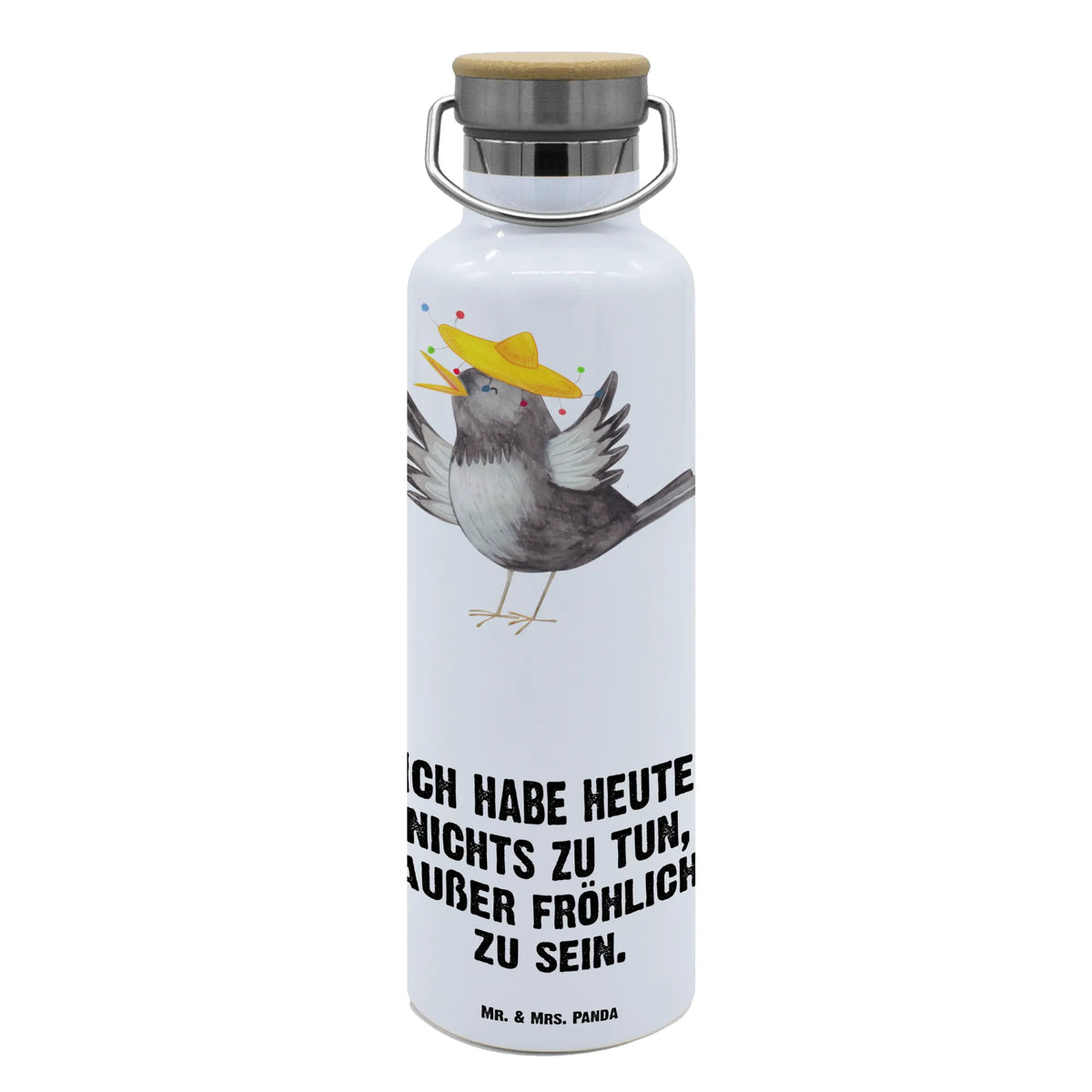 Trinkflasche Rabe Sombrero thermos trinkflasche, Getränkeflasche, isolier trinkflasche, große wasserflasche, getränkebehälter, Thermo-Trinkflasche, metallflasche, feldflasche, Vakuumflasche, Trinkbehälter, Isolierte Trinkflasche, Trinkgefäß, wasser trinkflasche, große thermosflasche, thermobottle, große trinkflasche, Trinkflasche, Trinkflasche Aus Edelstahl, metall trinkflasche, Wasserflasche, Warmhalteflasche, Edelstahlflasche, Thermosflasche, Lustige Sprüche, Tiere, Tiermotive, Gute Laune, Glück Spruch, Spruch Positiv, Vögel, Froh, Fröhlich sein, Elster, Vogel, glücklich sein, Rabe, Motivation
