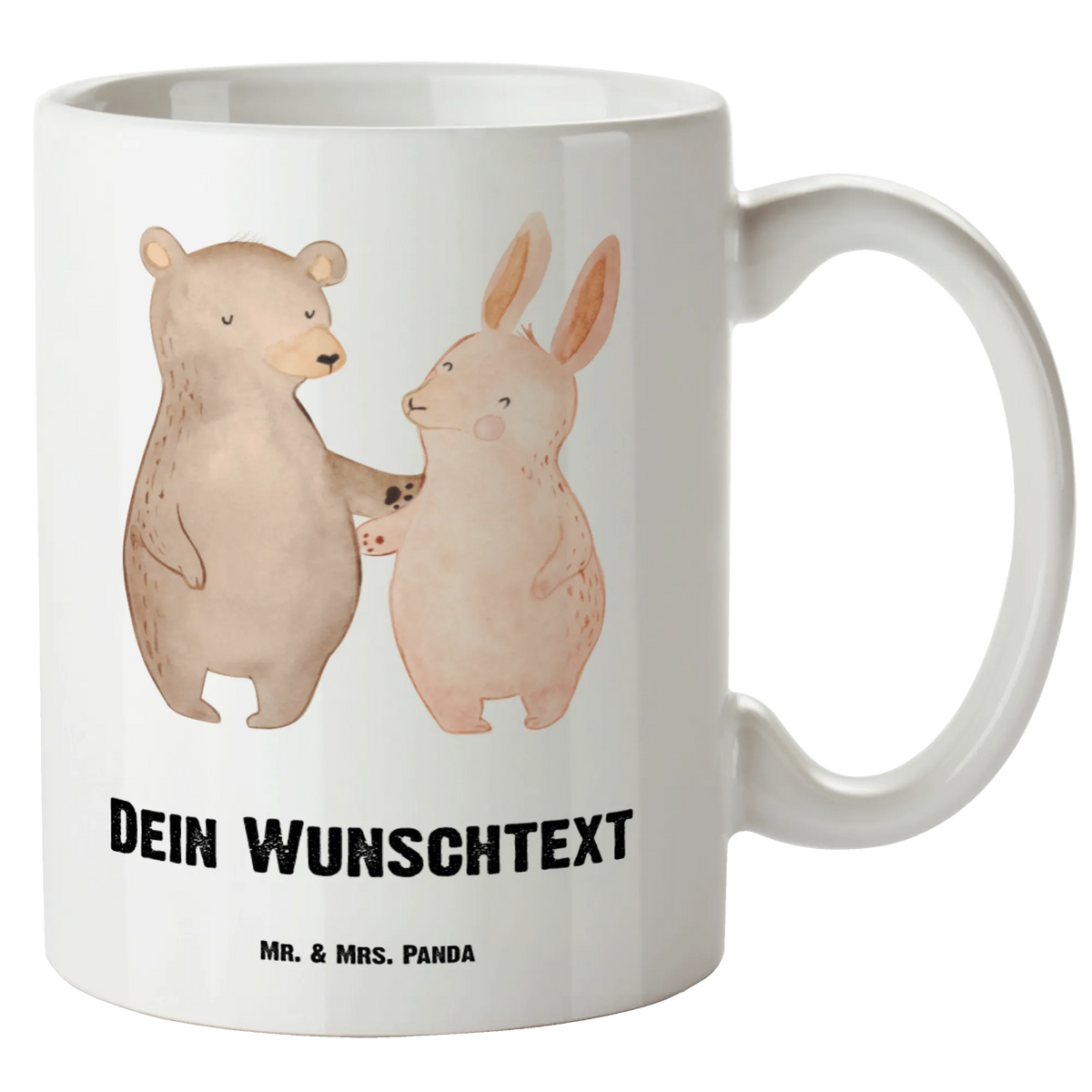Personalizowany XL kubek Niedźwiedź i królik Przytulać Miłość, partner, przyjaciel, przyjaciółka, mąż, żona, wesele, zaręczyny, prośba o rękę, prezent miłosny, rocznica, dzień ślubu
