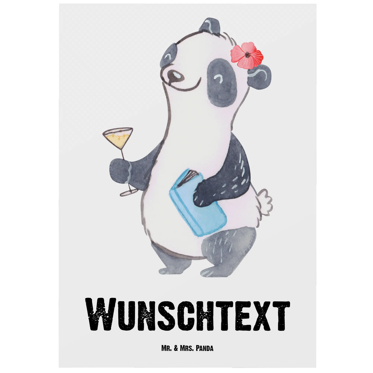 Personalizowana kartka pocztowa Panda Najlepsza sąsiadka na świecie dla, Dziękuję, Prezent, Wręczyć, Urodziny, Prezent urodzinowy, Pomysł na prezent, Podziękować, Upominek, Sprawić radość, Tip na prezent
