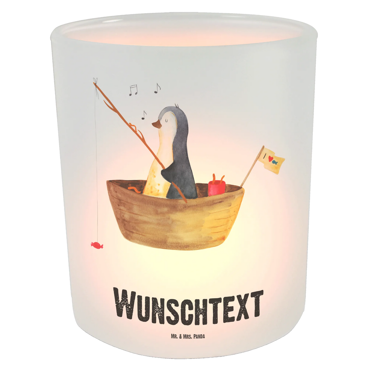 Spersonalizowany lampion pingwin łódka wędkarska Pinguin