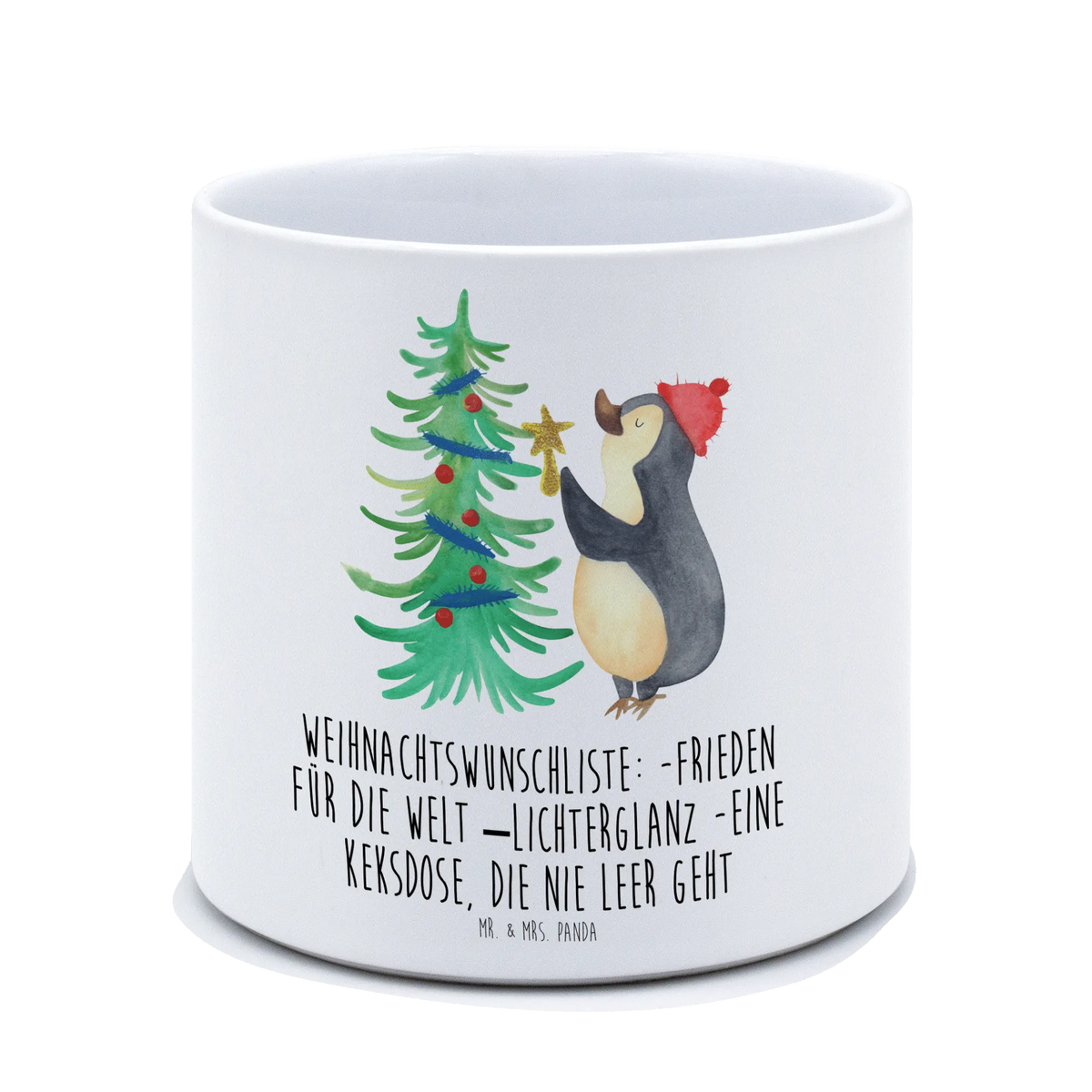 XL flower pot penguin Christmas tree Christmas time, snow