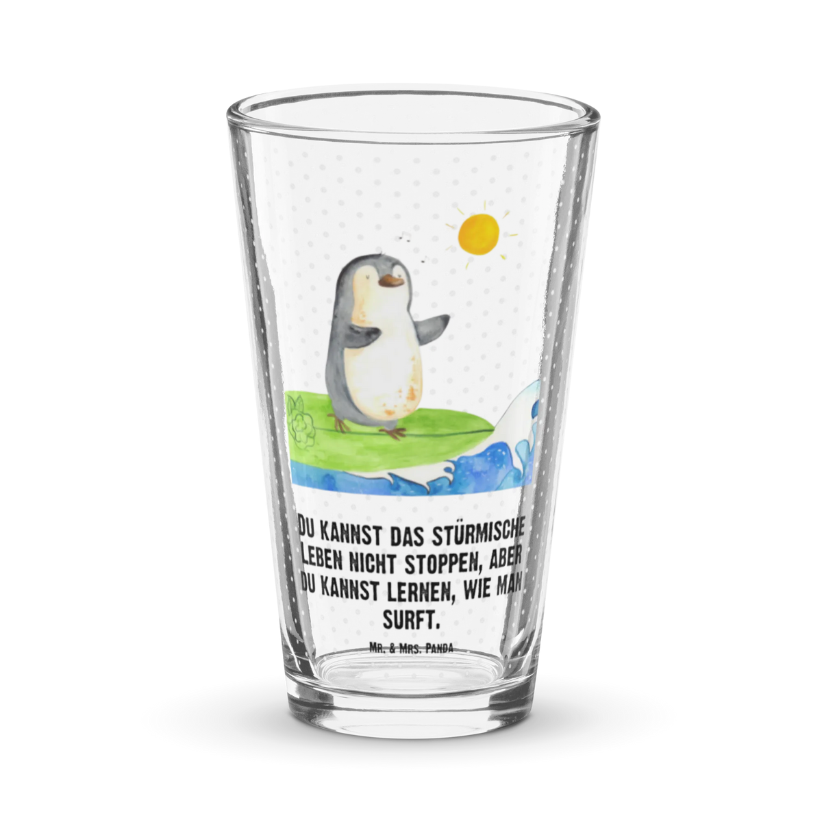 Premium drinking glass Penguin surfer highball glass, barware, dishwasher safe glass, lead-free crystal glass, stemware, water glass, beer glass, cocktail glass, drinking glass, pint glass, glass, tumbler, premium glassware, luxury drinking glass, Penguin, North Pole, Winter, Penguins, wave riding, surfers, surfing, Portugal, penguins, Hawaii, waves, holidays