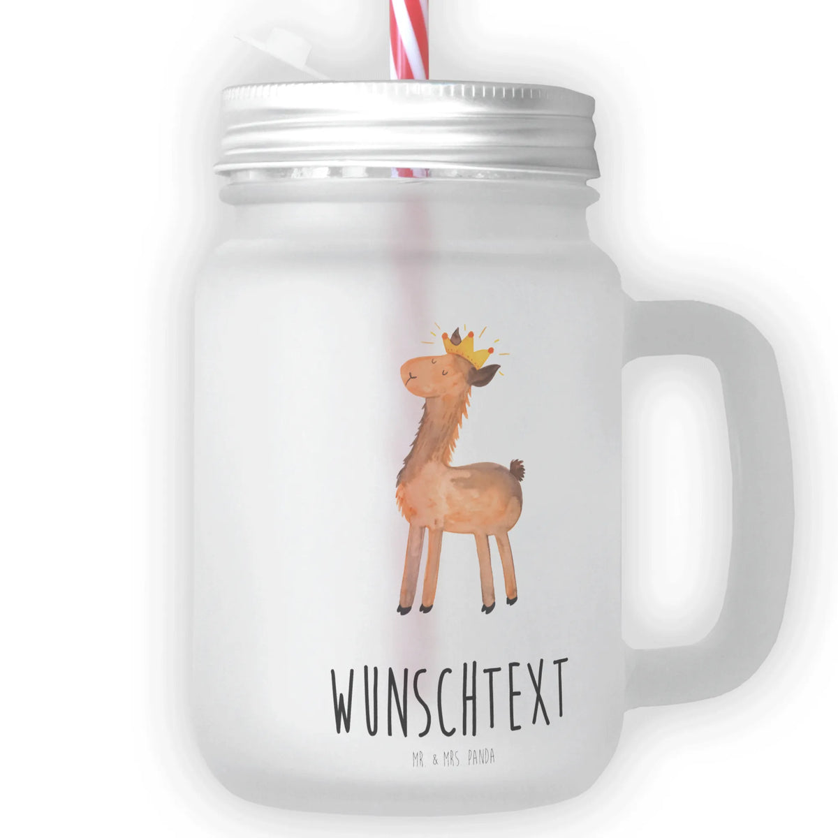 Personalizowany szklany słoik Mason Jar lama Król
