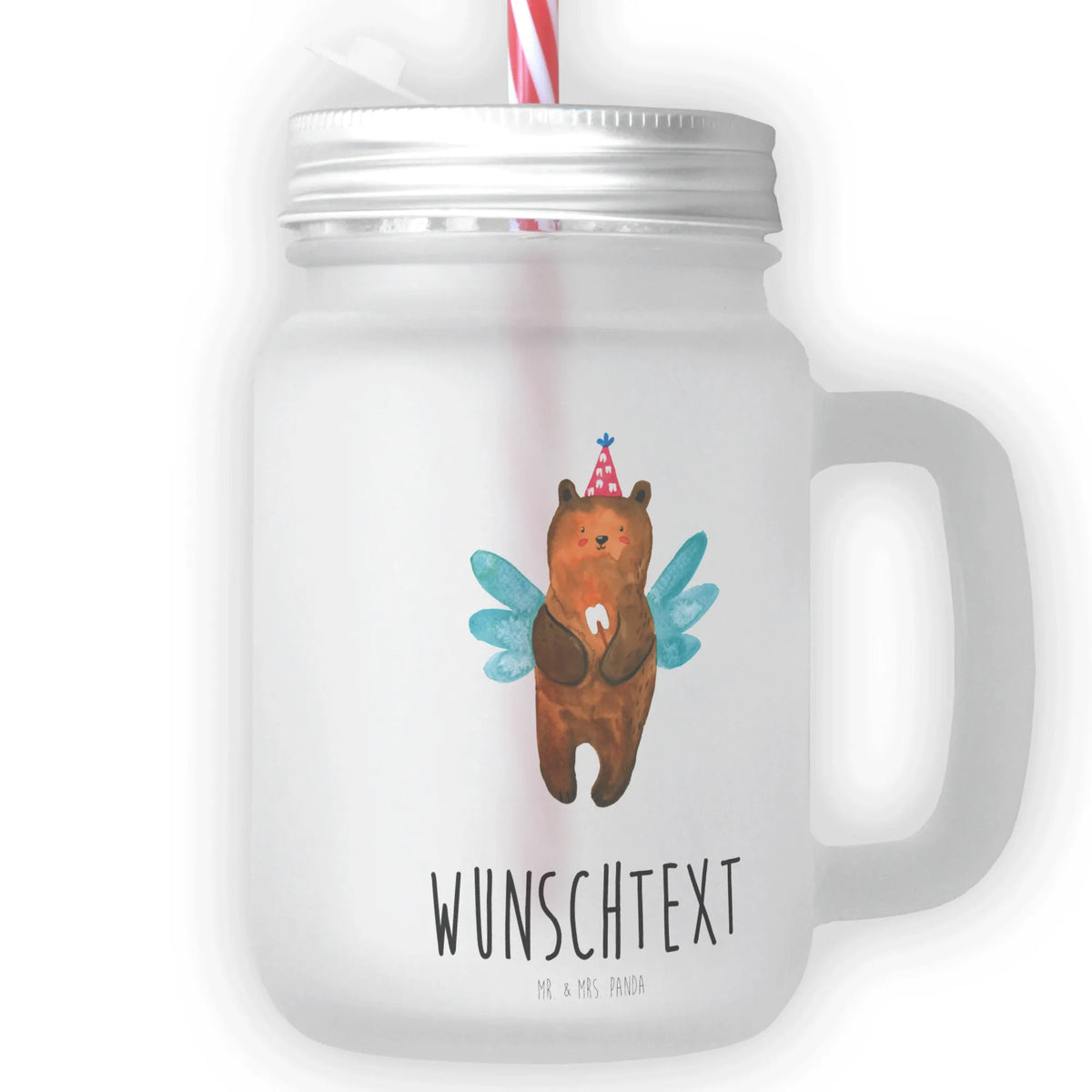 Personalizowany szklany słoik Mason Jar niedźwiedź Wróżka zębów