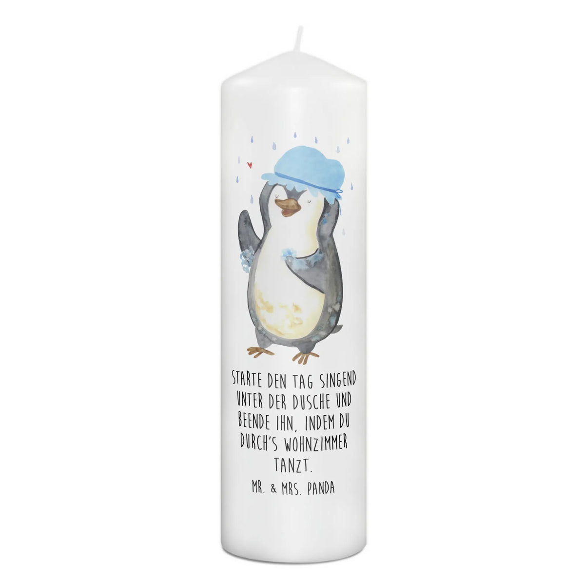 Kerze Pinguin Duschen Bedruckte Kerze, Wachskerze, Stumpenkerze, Blockkerze, Erinnerungskerze, Kerze, Erinnerungslicht, Zylinderkerze, Pinguin, Duschen, Neuanfang, Motivation, Dusche, glücklich sein, Neustart, Lebensmotto, Pinguine