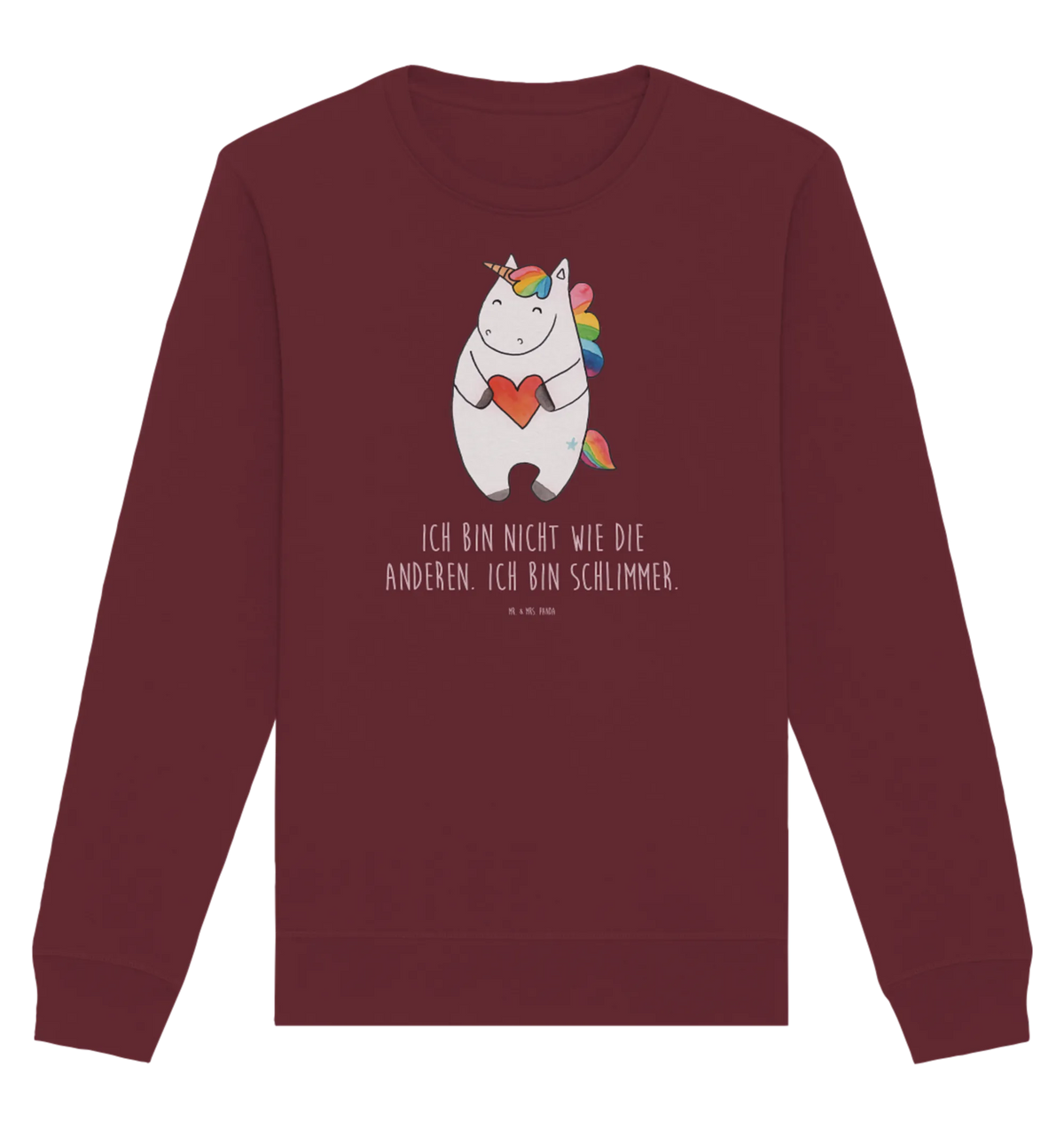 Rundhals Pullover Einhorn Herz Pullover, Pullover Männer, Pullover Frauen, Sweatshirt, Sweatshirt Männer, Sweatshirt Frauen, Unisex, Einhorn, Einhörner, Einhorn Deko, Unicorn, Herz, schlimm, böse, witzig, lustig, Freundin, anders, bunt