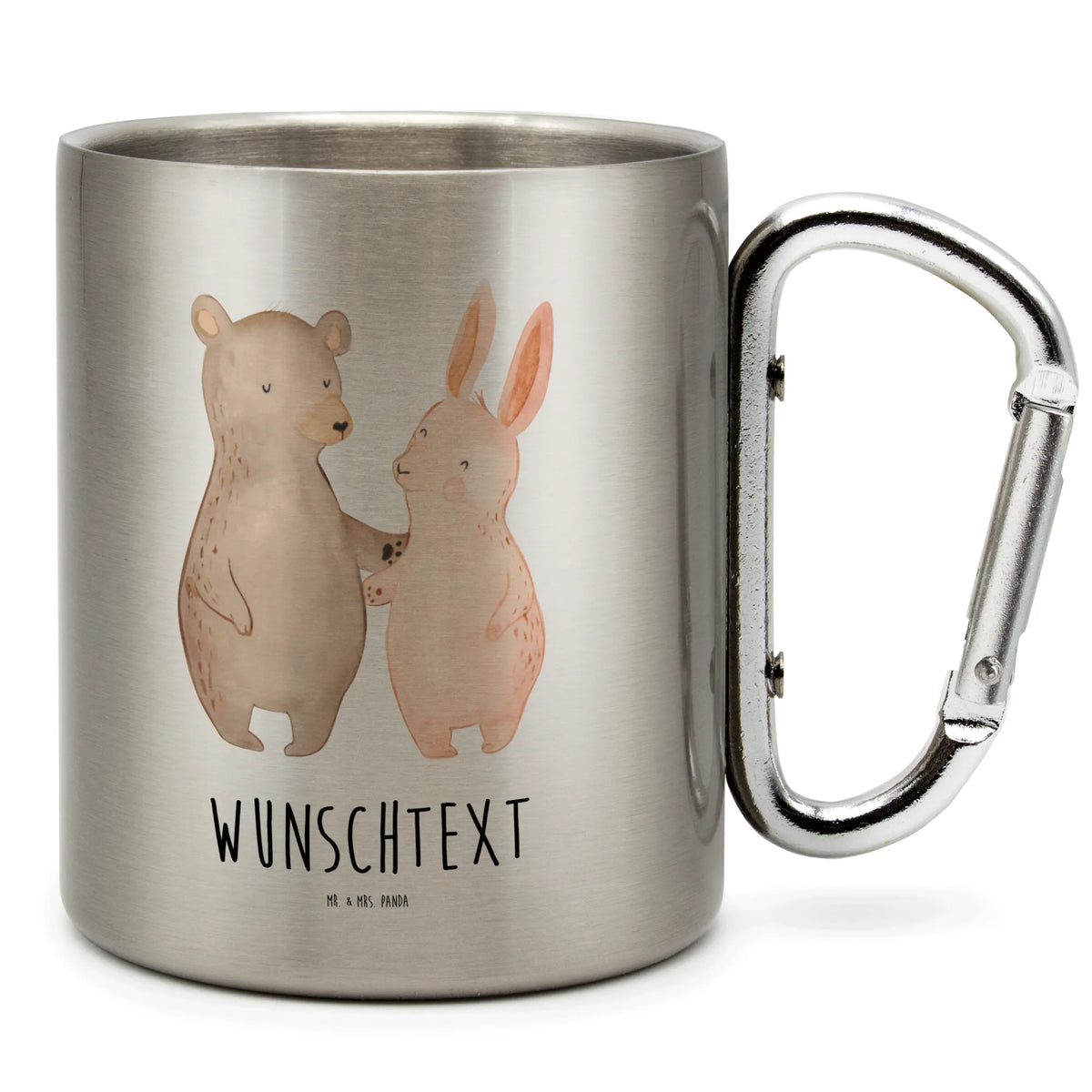 Personalized Stainless Steel Mug bear and rabbit Embrace Loving, Two, Together, Marriage, Proposal of marriage, Love gift, gift for her, gift for him, anniversary gift, friends, rabbit, best friend