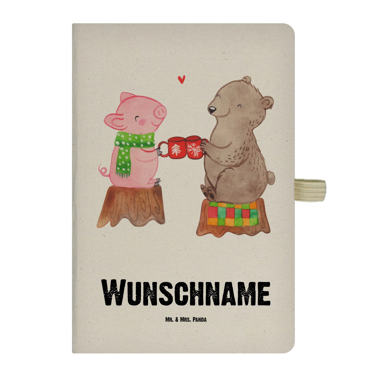 Personalised notebook Glowing Pig Bash Winter, Christmas, Christmas time, snow